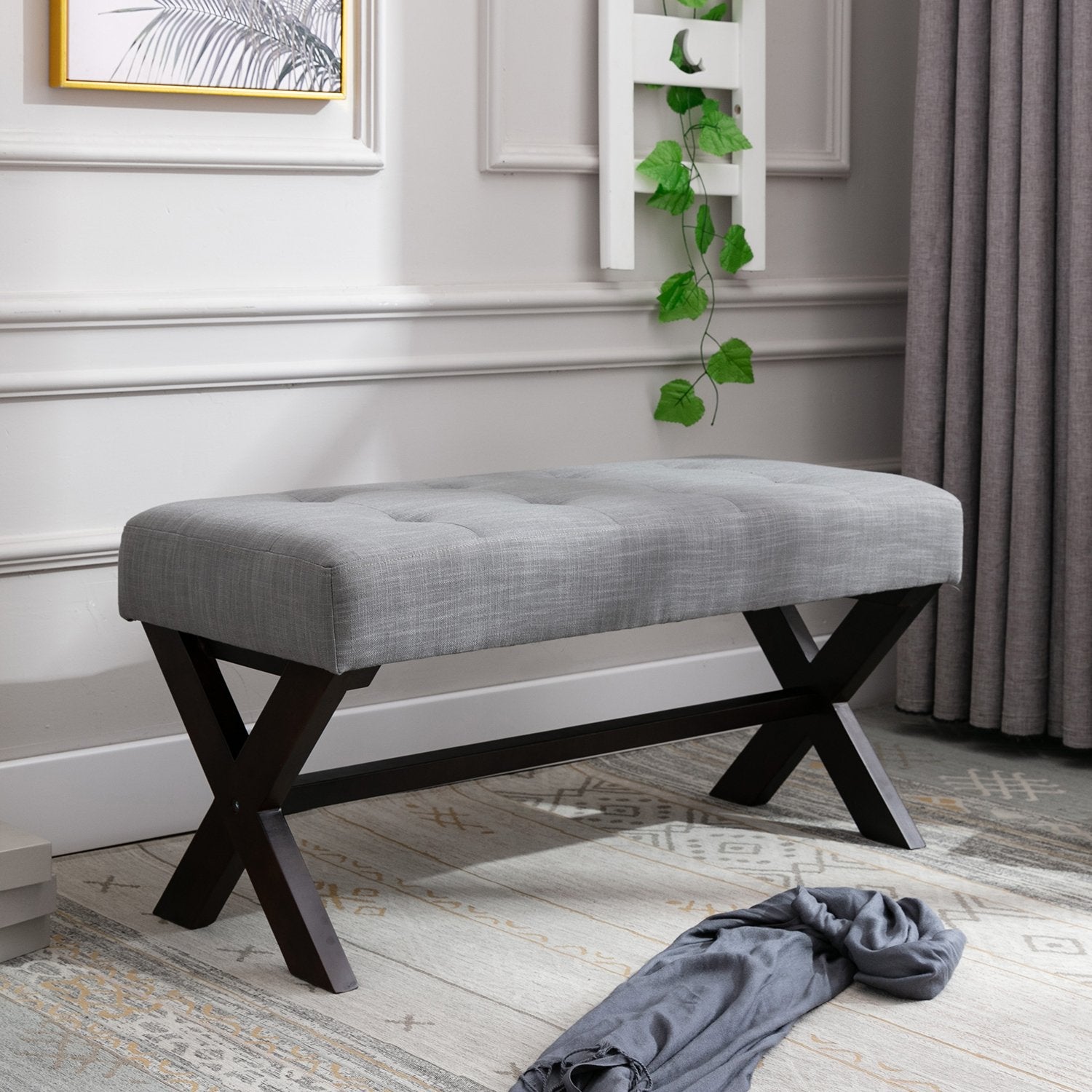 Chairus Fabric Upholstered Entryway Bench 7868