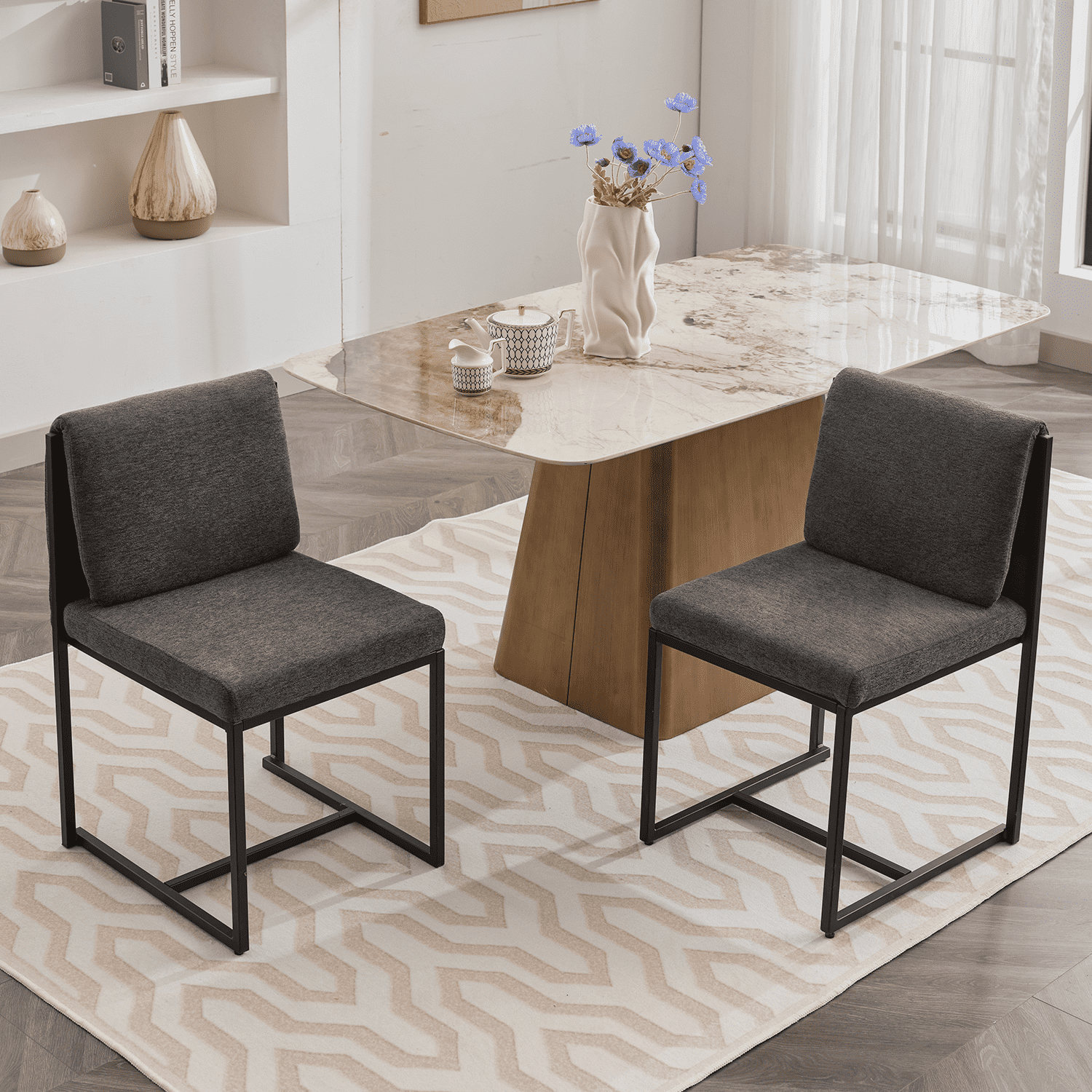 VESCASA Chenille Fabric Upholstered Dining Chairs Set of 2 - 23111