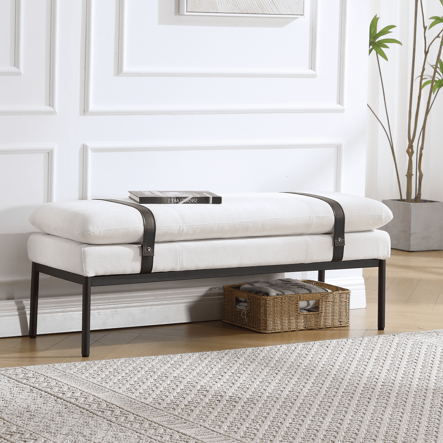 VESCASA Modern Chenille Rectangle Entryway Bench - 1200