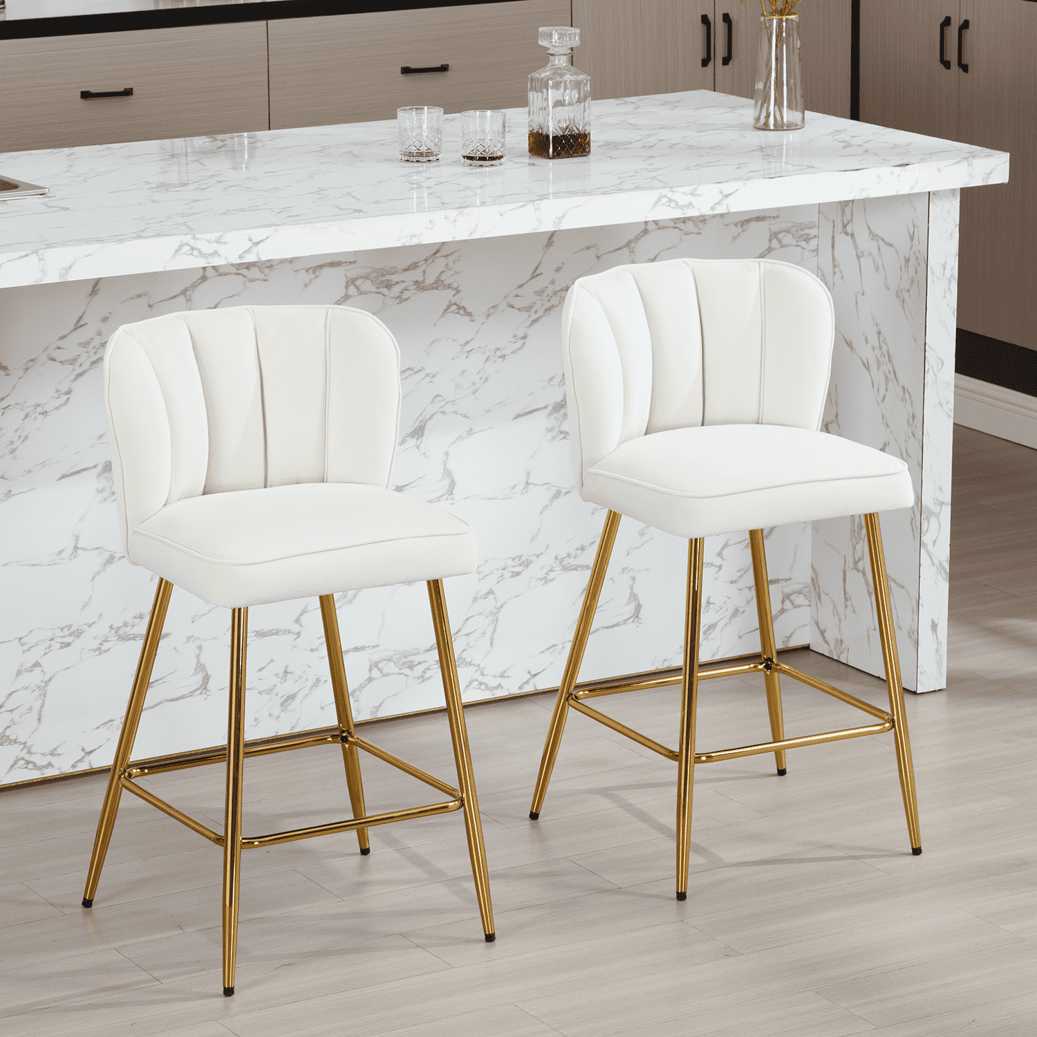 VESCASA 26.75'' Counter Stools with Gold Legs Set of 2 - 1675