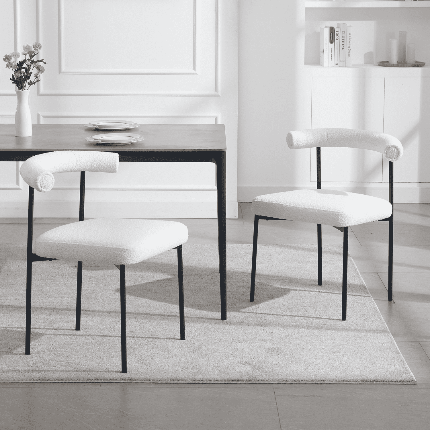 VESCASA Curve Open Back Armless Dining Chairs Set of 2 - 3245