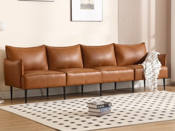 ROCITY 53 Inch Modern Faux Leather Loveseat Sofa 20.7 Inch Deep Seats - 3051