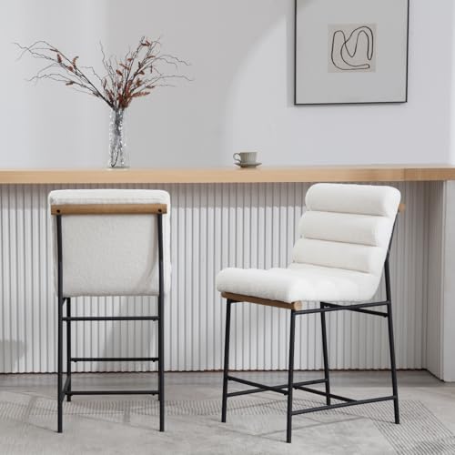 ROCITY Modern 25” Armless Upholstered Counter Stools Set of 2 - 5793