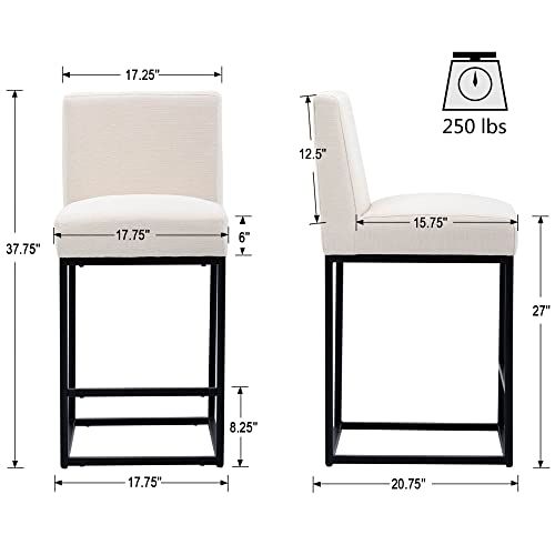 VESCASA 27"H-31"H Modern Metal Frame Counter Height Bar Stools Set of 2 - 5691