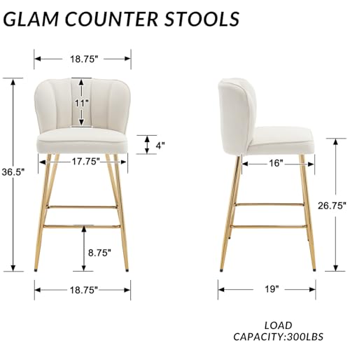 VESCASA 26.75'' Counter Stools with Gold Legs Set of 2 - 1675