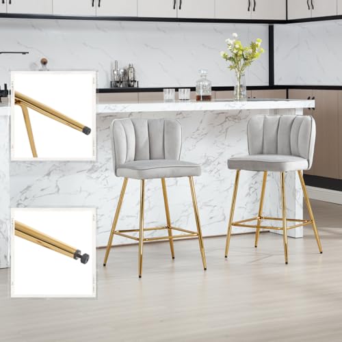 VESCASA 26.75'' Counter Stools with Gold Legs Set of 2 - 1675