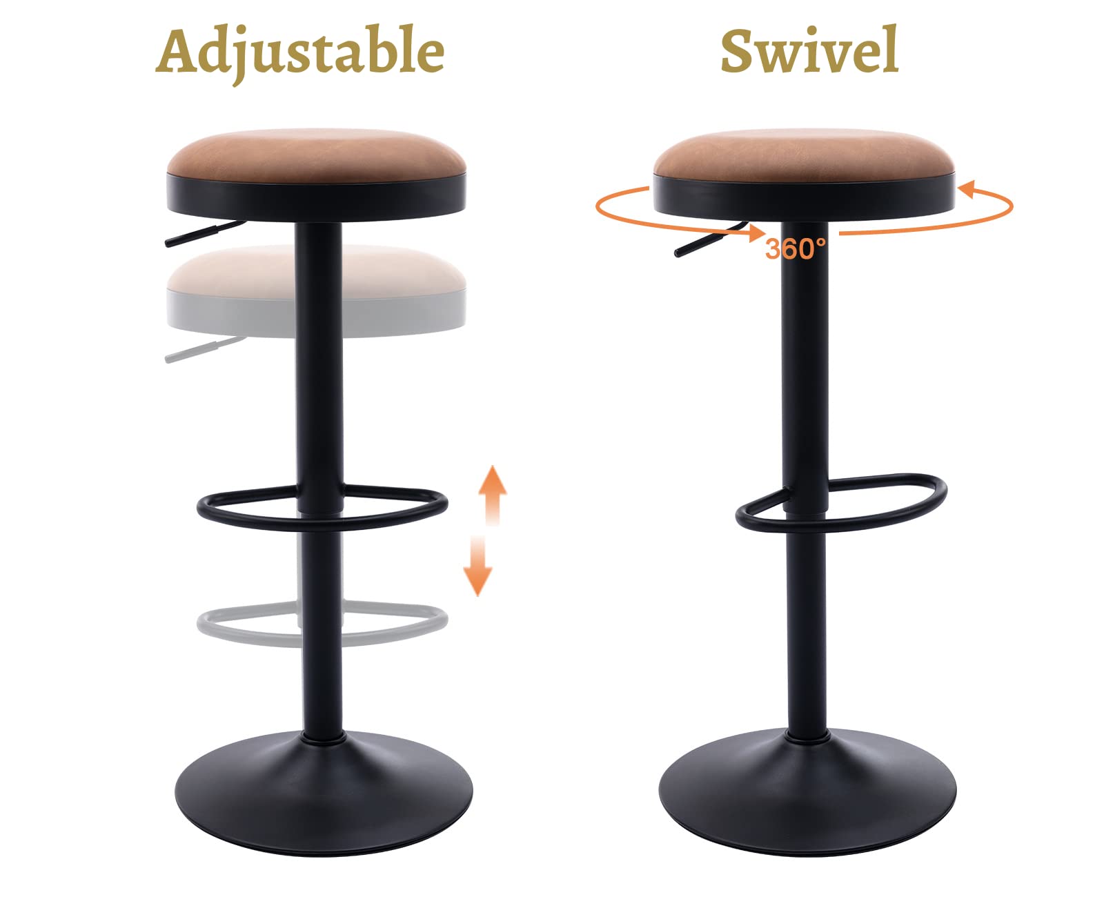 CIMOTA Modern Adjustable Swivel Backless Bar Stools 1 Piece - 90117