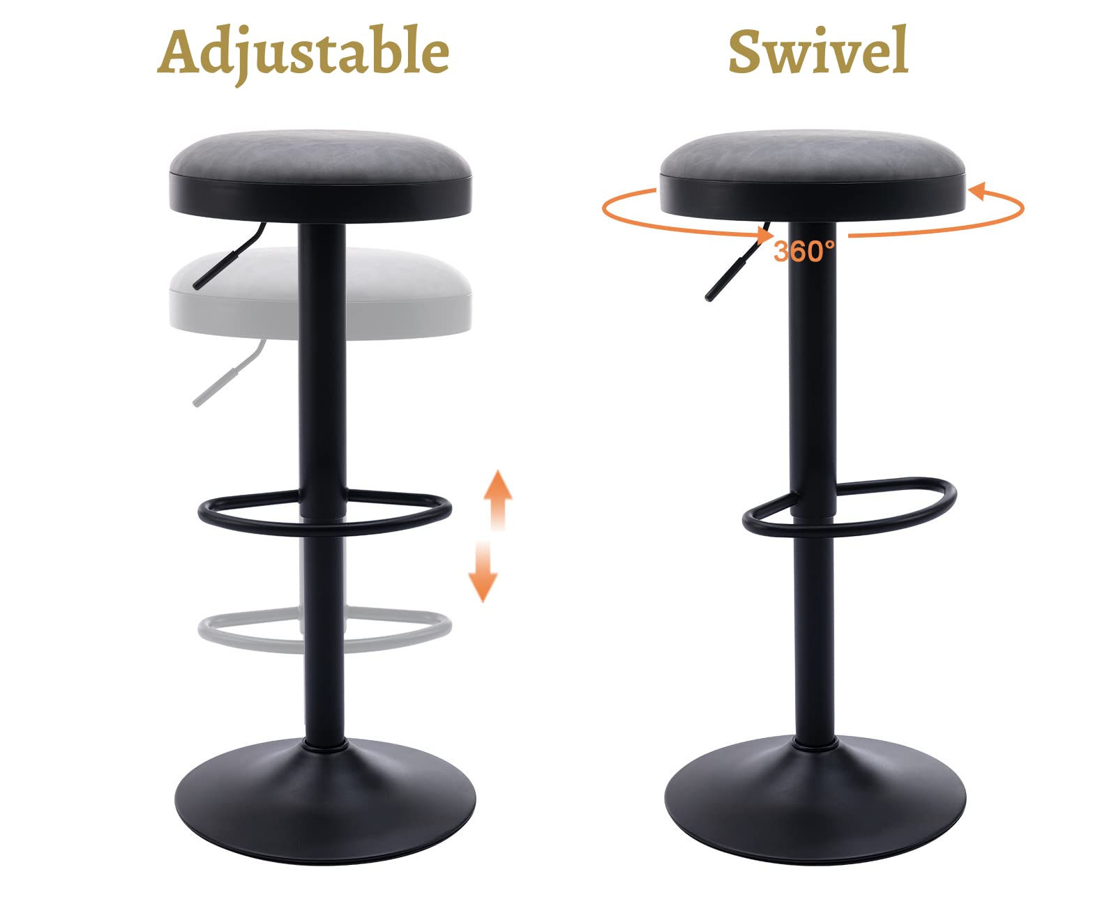 CIMOTA Modern Adjustable Swivel Backless Bar Stools 1 Piece - 90117