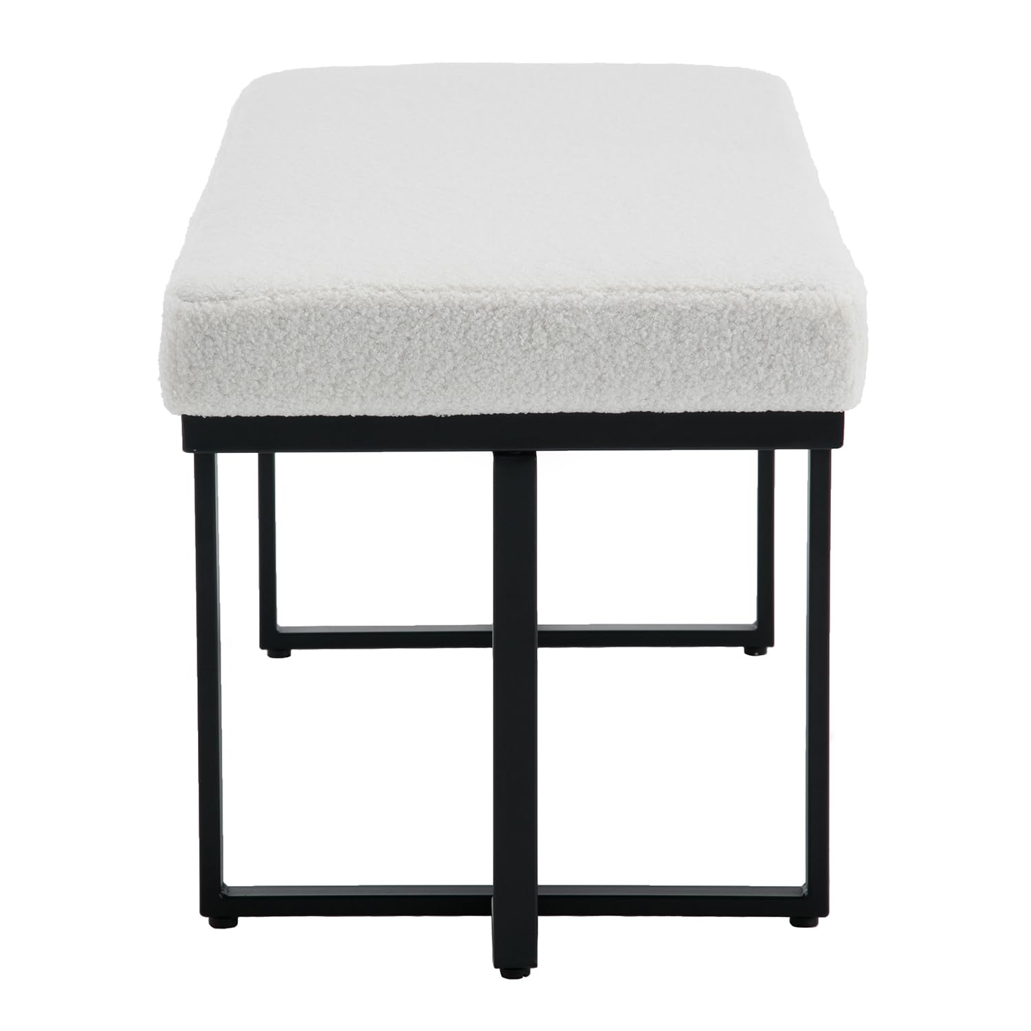 ZH4YOU 45" Modern White Fabric Ottoman Bench for Bedroom - 1013