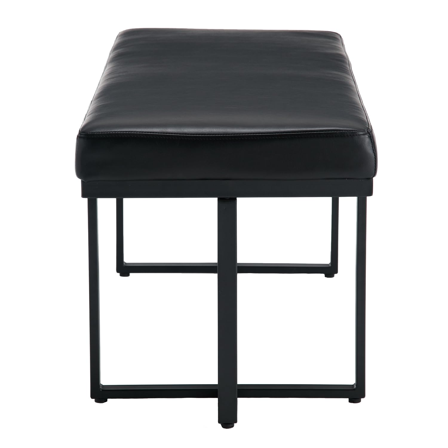 ZH4YOU 45" Modern Black Faux Leather Ottoman Bench for Bedroom - 1013