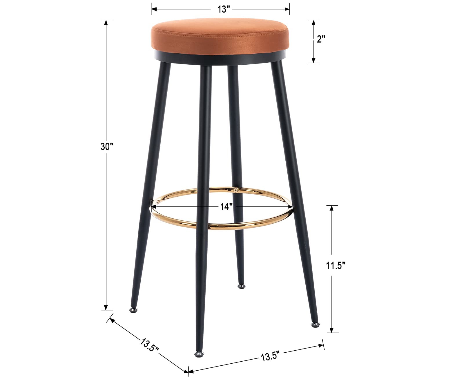 Kmax 30 Inch Modern Metal Bar Stools Set of 2 - 19618