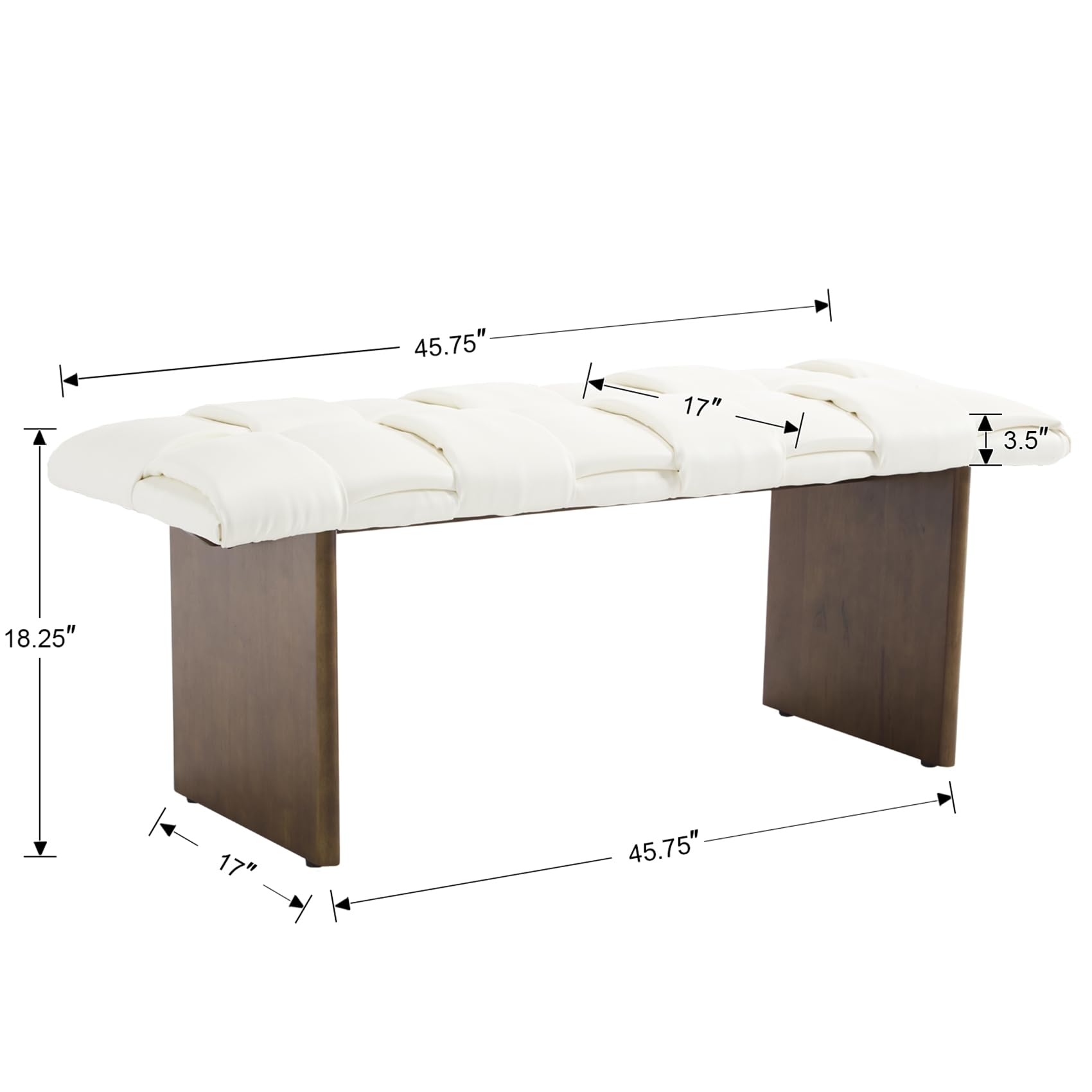 ZH4YOU Modern Upholstered Leather Fabric Woven Ottoman Bench - 2650