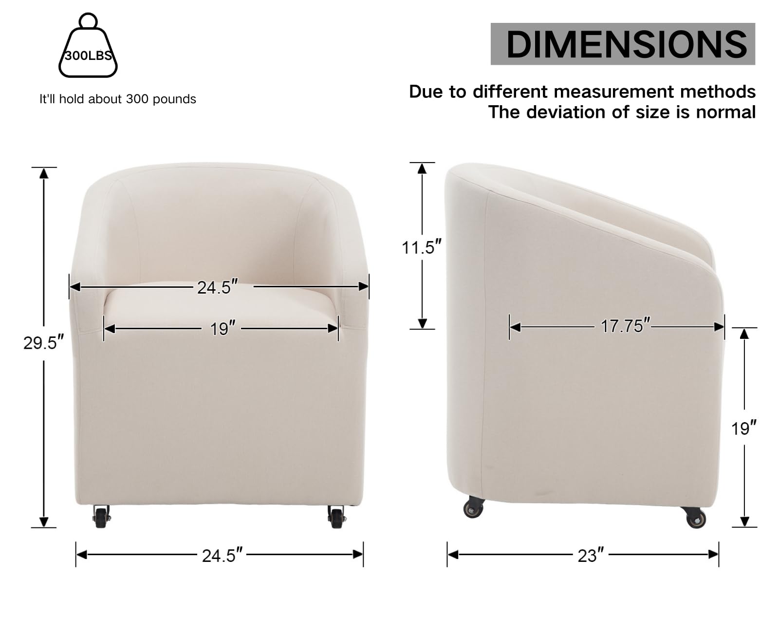 CIMOTA Modern Accent Barrel Dining Chairs with Swivel Casters 1 Piece - X297