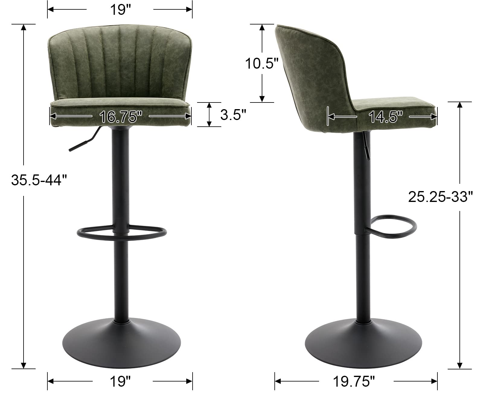 CIMOTA Modern Upholstered Counter Height Bar Stools Set of 2 - 8684