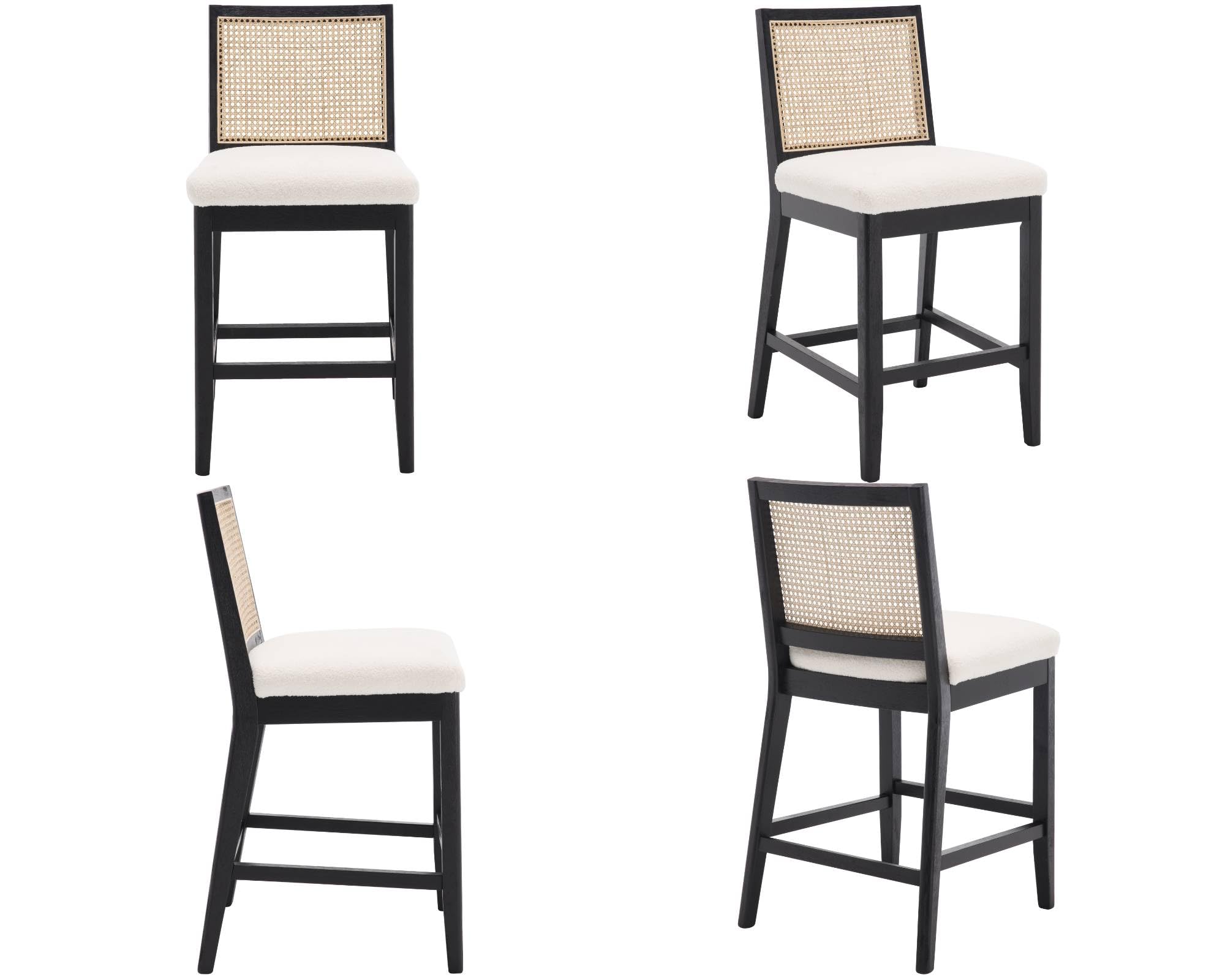 EALSON 26.5" Rattan Back Upholstered Counter Stools Set of 2 - 5802