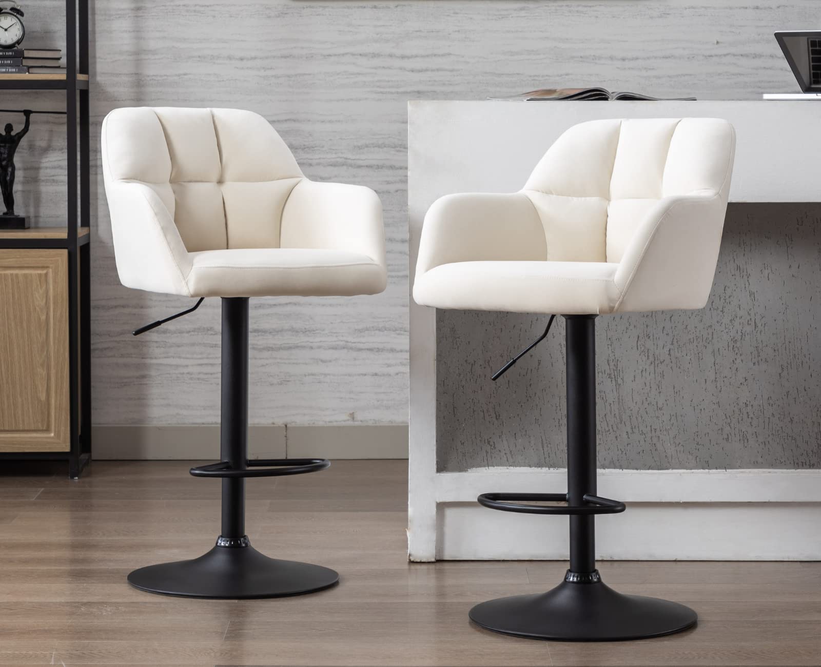 EALSON Modern Leather Velvet Swivel Bar Stools Set of 2 - 5117