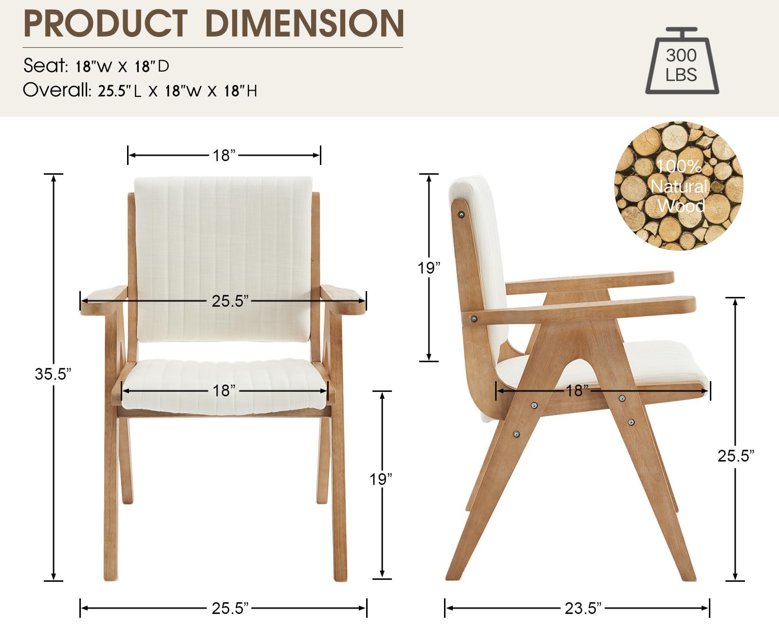 CIMOTA Farmhouse Dining Side Chairs with Arms - 10032