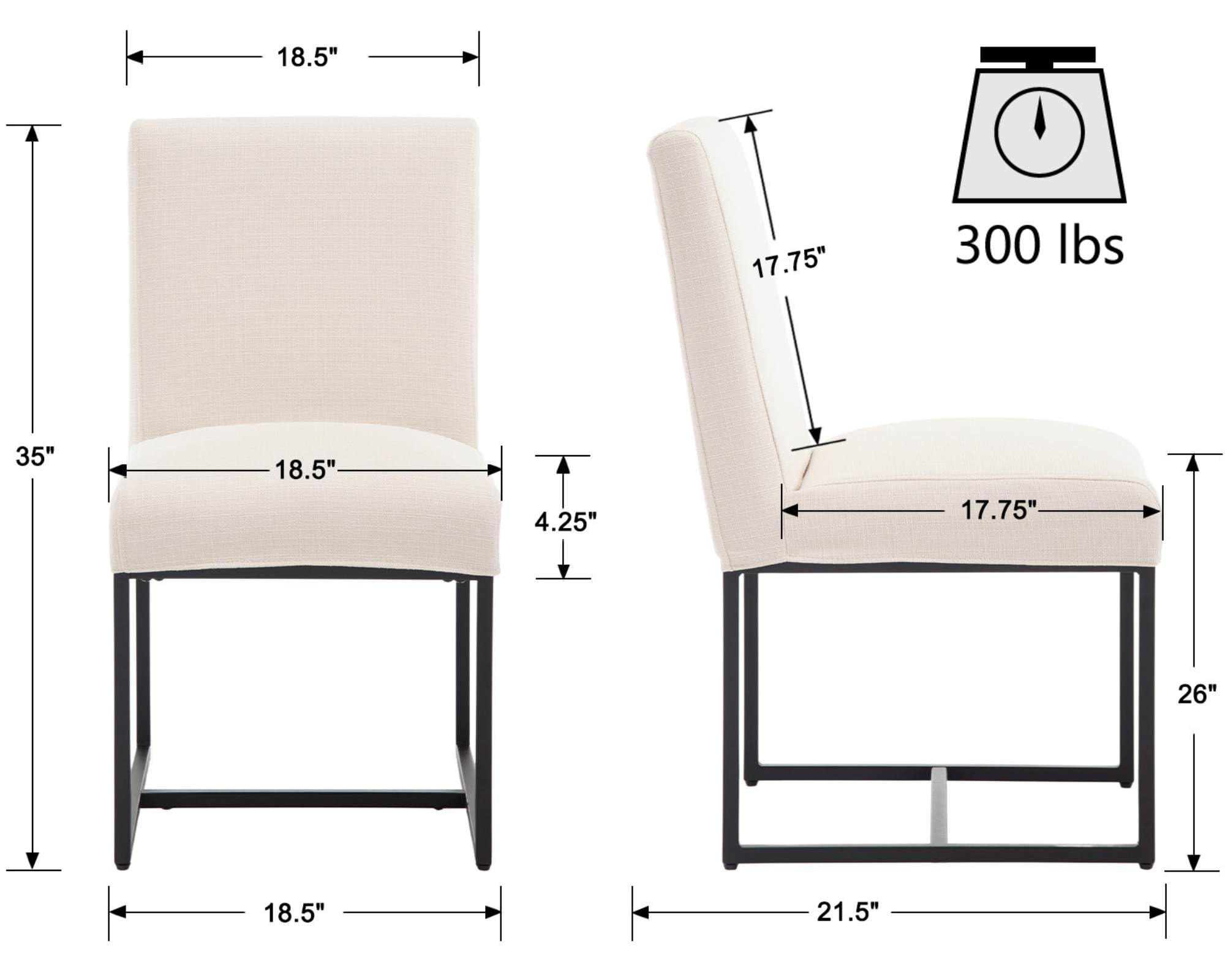 VESCASA Mid Century Modern Upholstered Dining Chairs Set of 2 - 1488