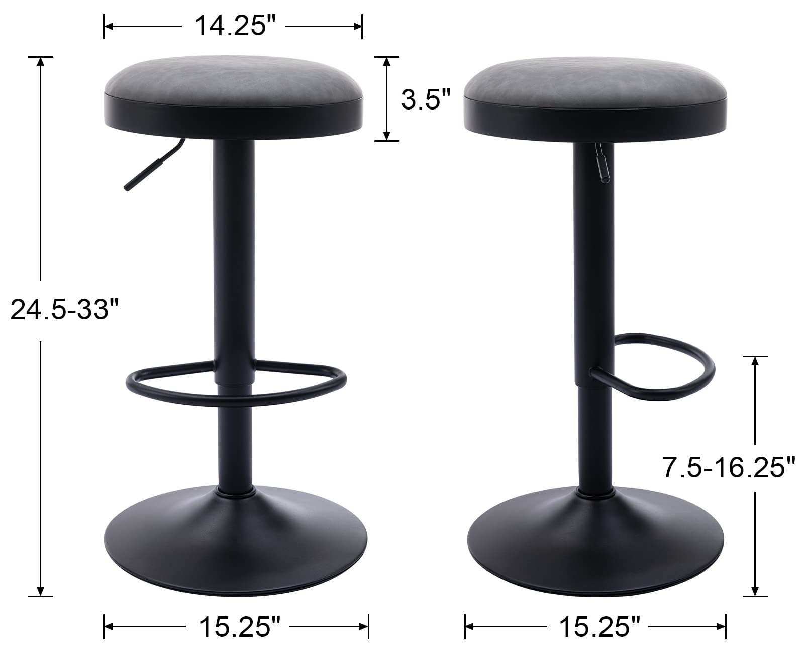 CIMOTA Modern Adjustable Swivel Backless Bar Stools 1 Piece - 90117