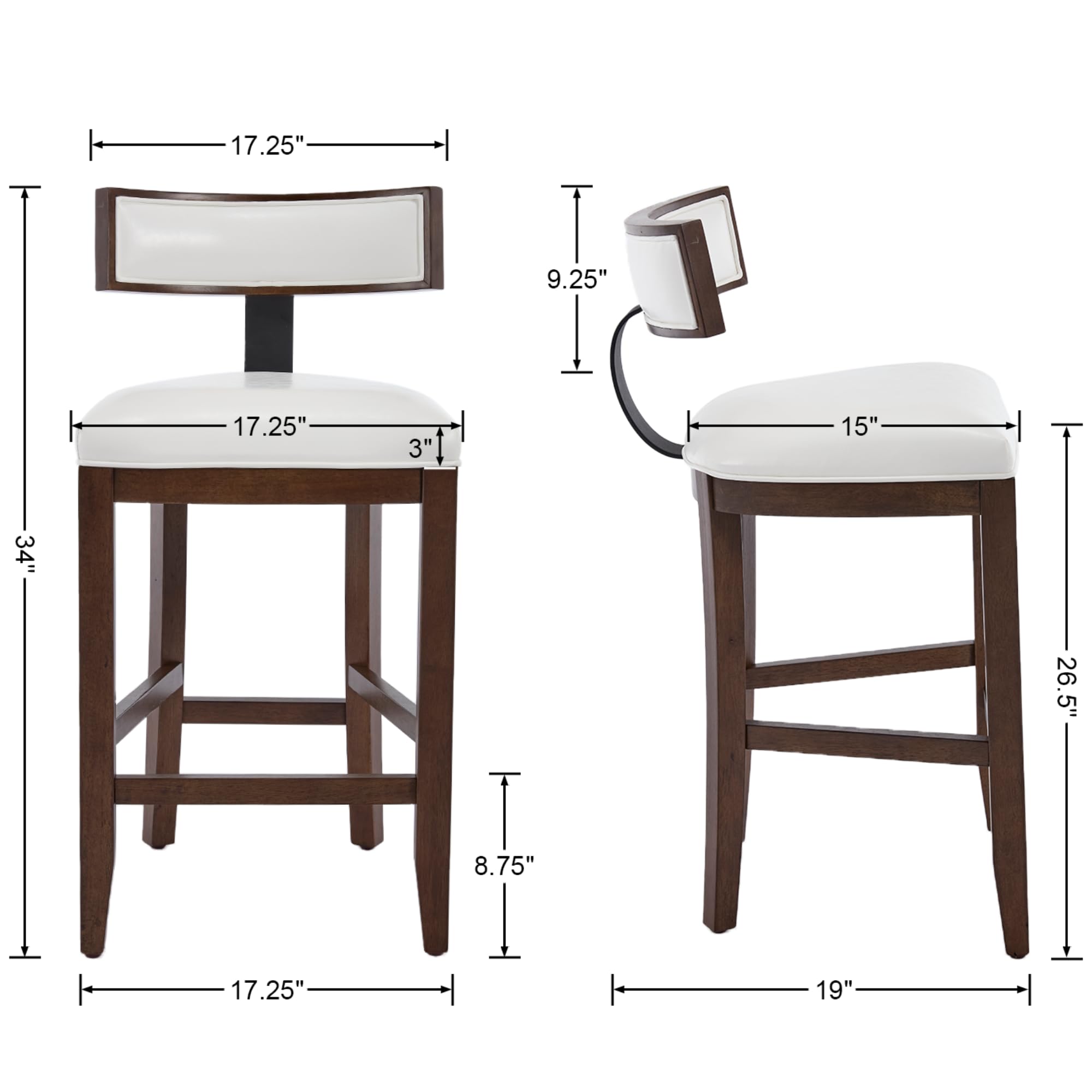 Janoray 26" PU Leather Upholstered Counter Stools Set of 2