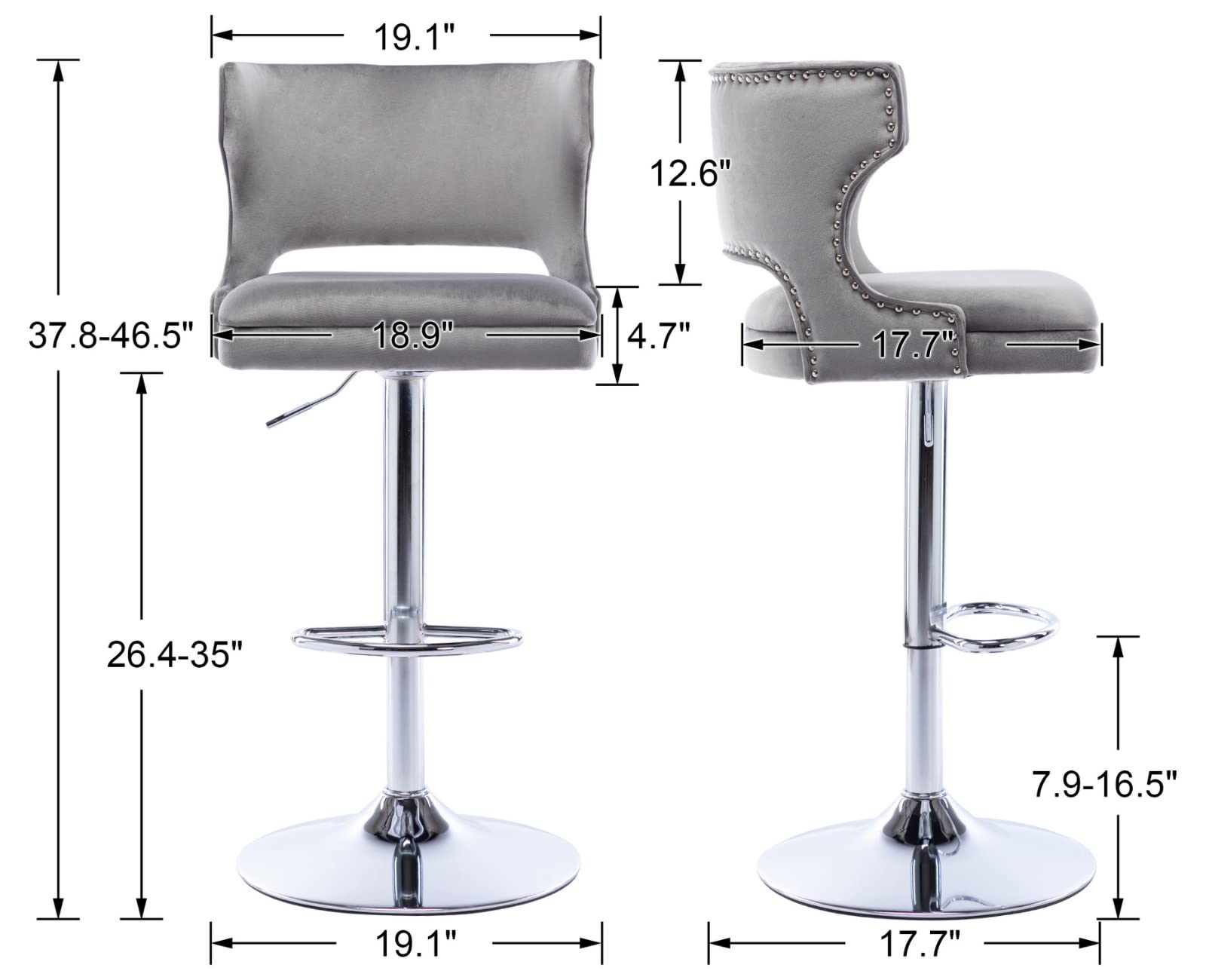 EALSON Modern  Swivel Upholstered Leather Bar Stools with Back Set of 2 - X118