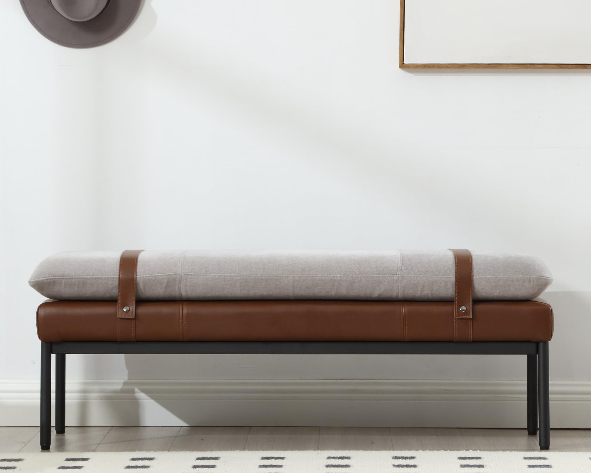 VESCASA Modern Chenille Rectangle Entryway Bench - 1200