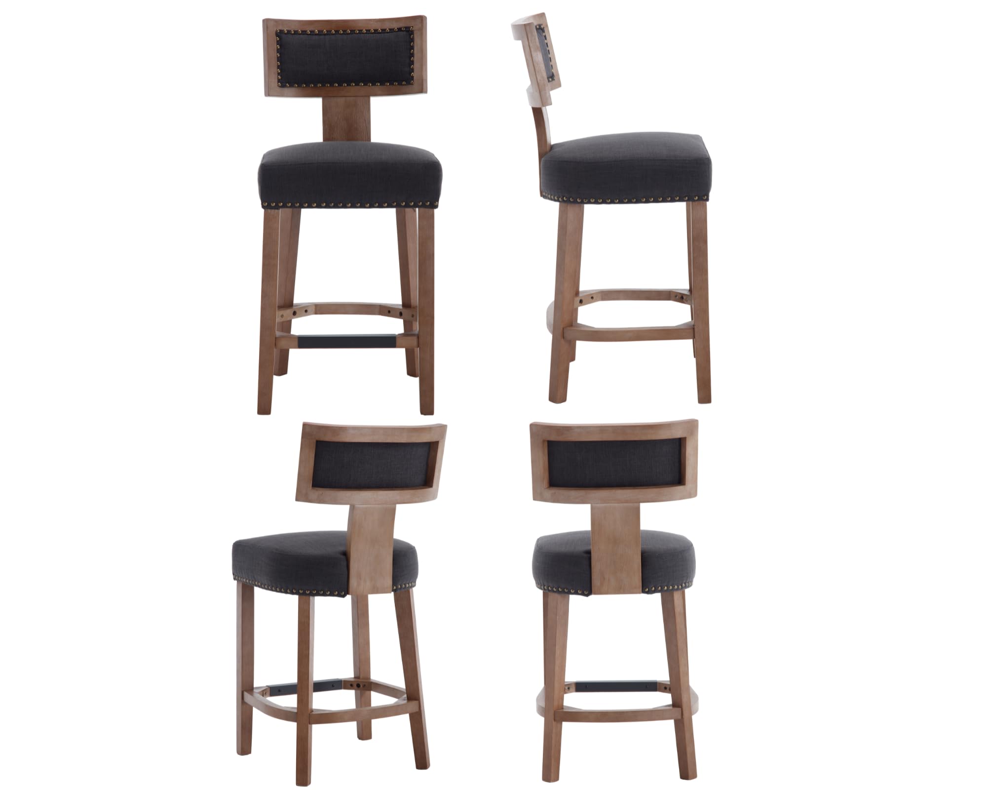 VESCASA 26.75"H Natural Wood Legs Counter Height Stools Set of 2 - 5753