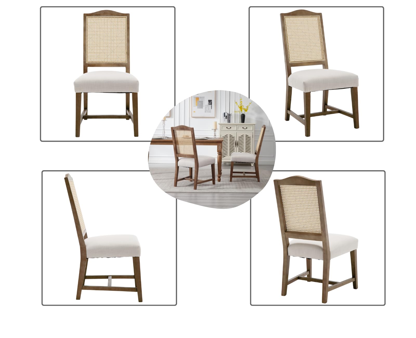 EALSON Farmhouse Nailhead Trim Dining Chairs Set of 2 - 1845