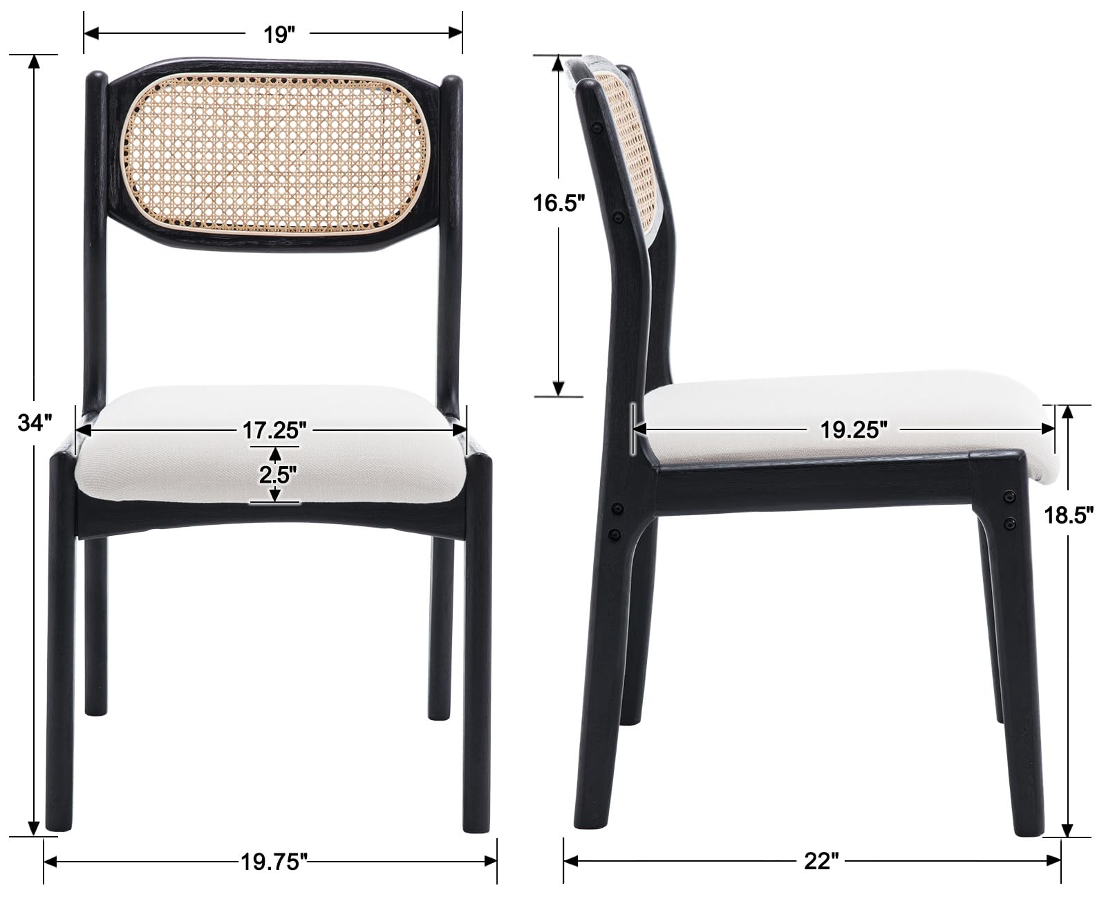 EALSON Hardwood Upholstered Dining Arm Chairs Set of 2 - 1527