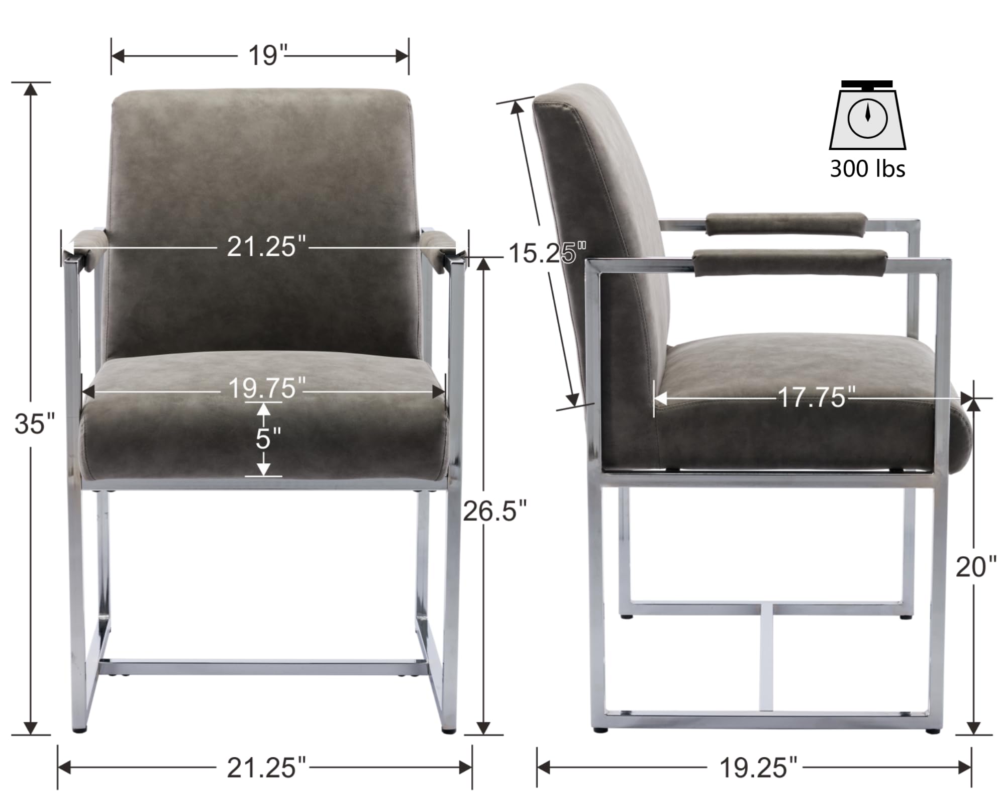 VESCASA Modern Upholstered Dining Chairs with Metal Legs Set of 2 - 5104