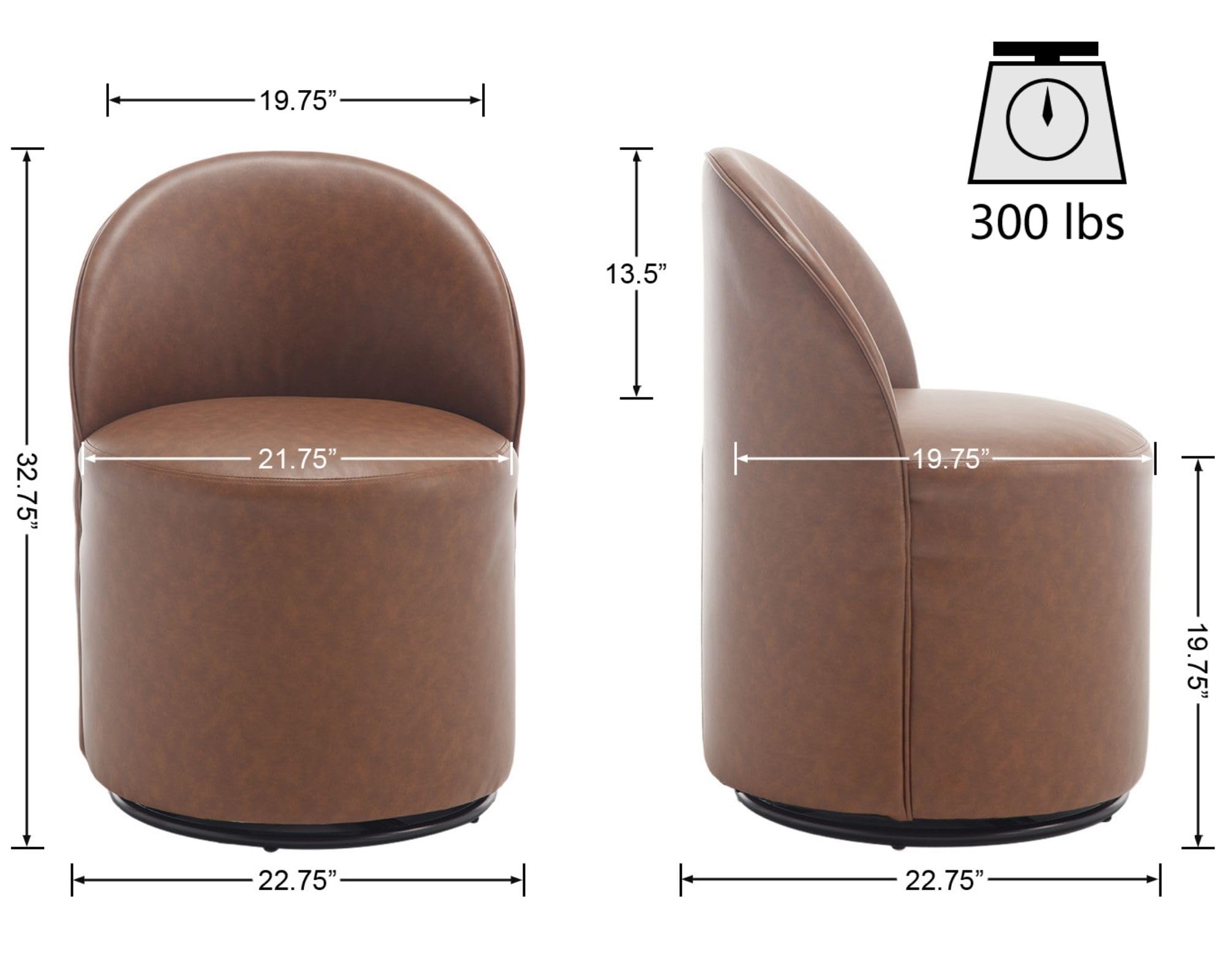 VESCASA 360° Swivel Upholstered Barrel Dining Chair 1PCS - X299