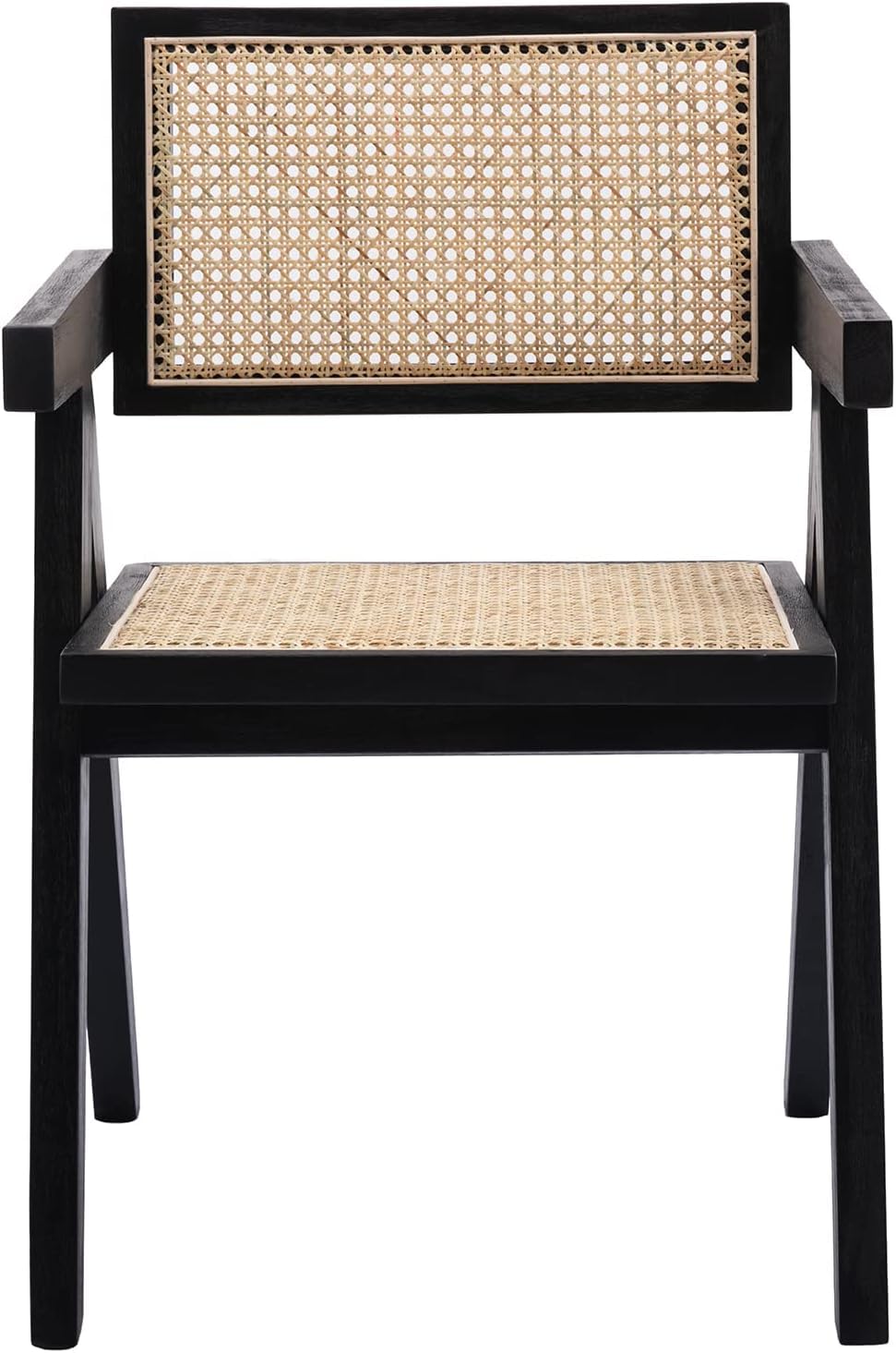 ZH4YOU Cane Back Black Rattan Dining Chairs Set of 2 - 1844