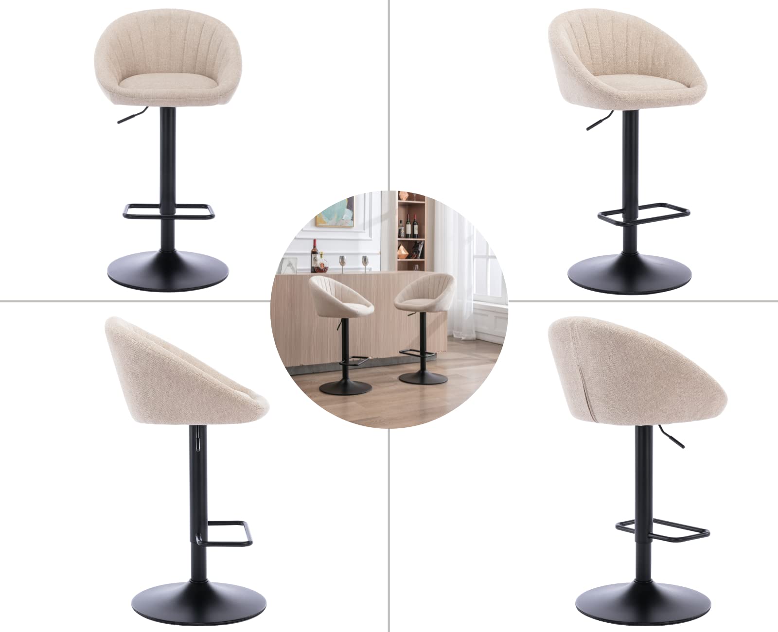 EALSON Modern Adjustable Swivel Bar Stools with Low Back Set of 2