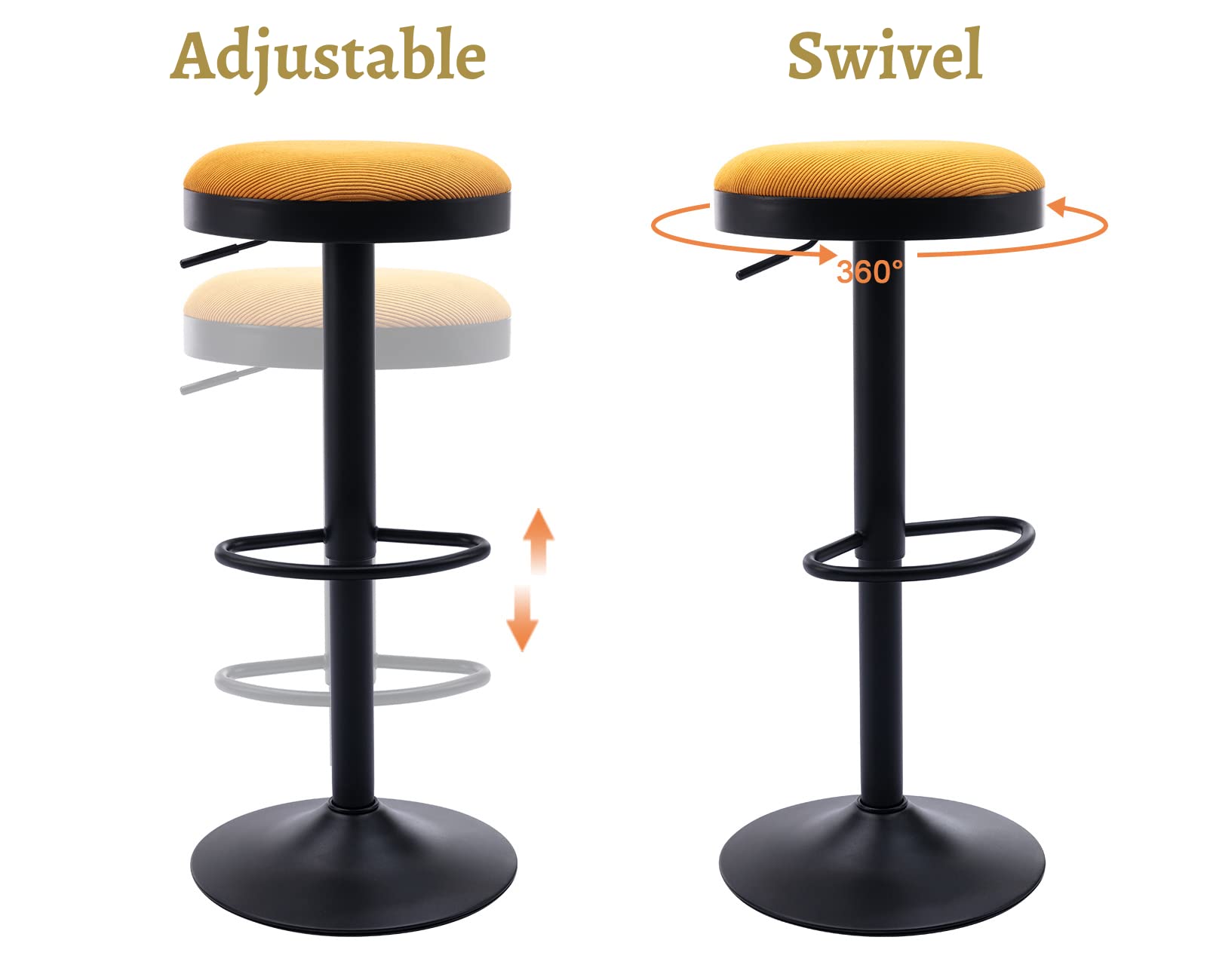 CIMOTA Modern Adjustable Swivel Backless Bar Stools 1 Piece - 90117