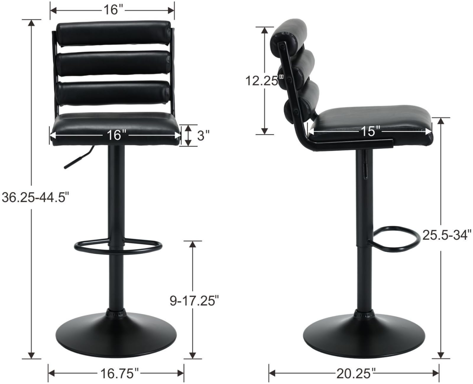 EALSON Modern Adjustable Swivel Counter Height Bar Stools Set of 2