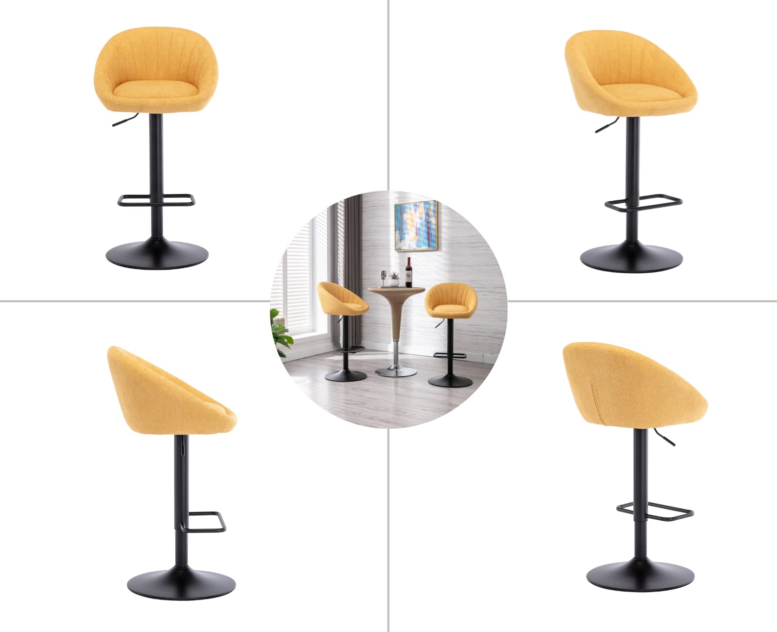 EALSON Modern Adjustable Swivel Bar Stools with Low Back Set of 2