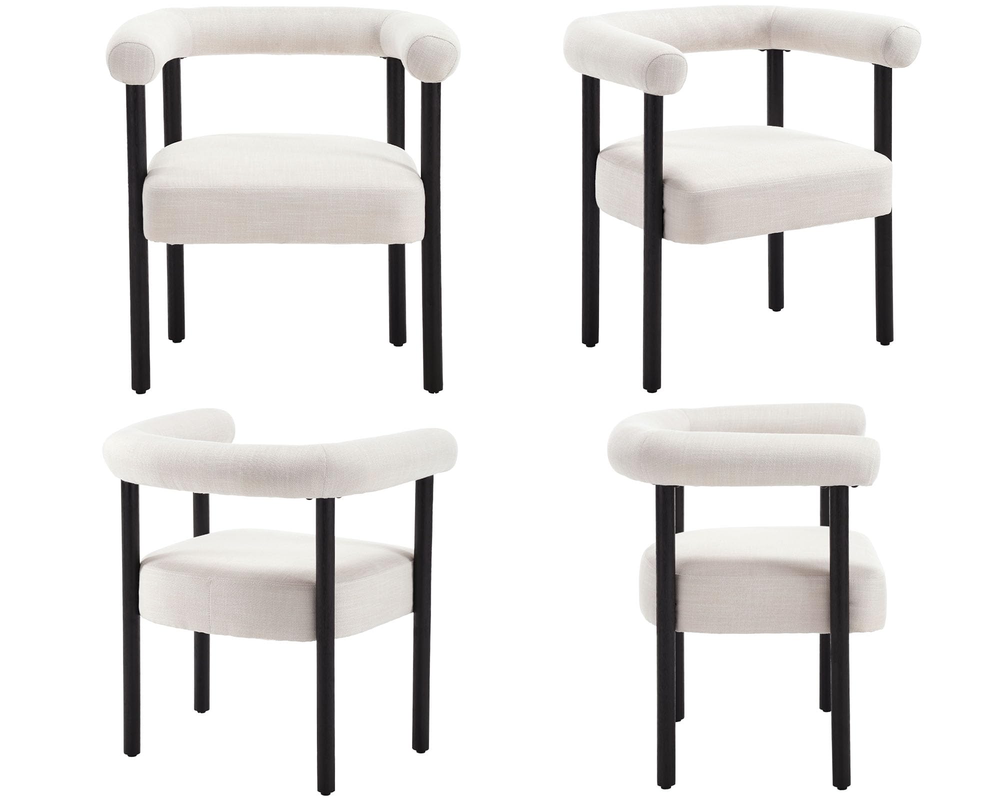 VESCASA Curve Padded Open Back Upholstered Dining Chairs Set of 2 - 1930