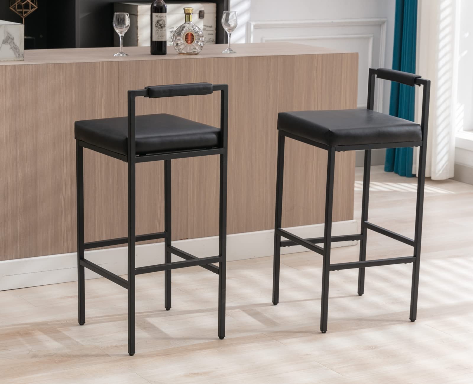 EALSON Modern Low Back Linen Upholstered Bar Stools Set of 2 - 8674