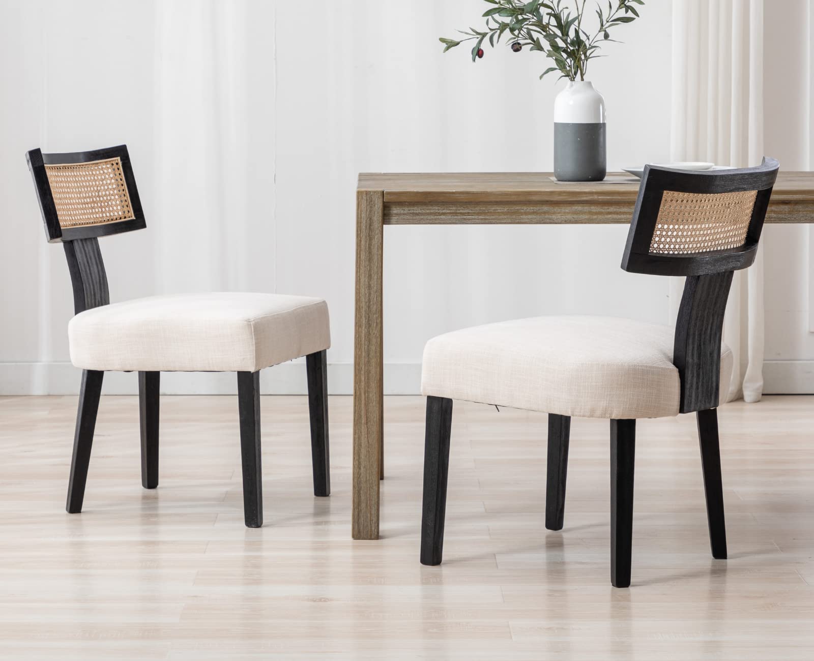 EALSON Farmhouse Linen PU Modern Dining Chairs Set of 2 - 1918