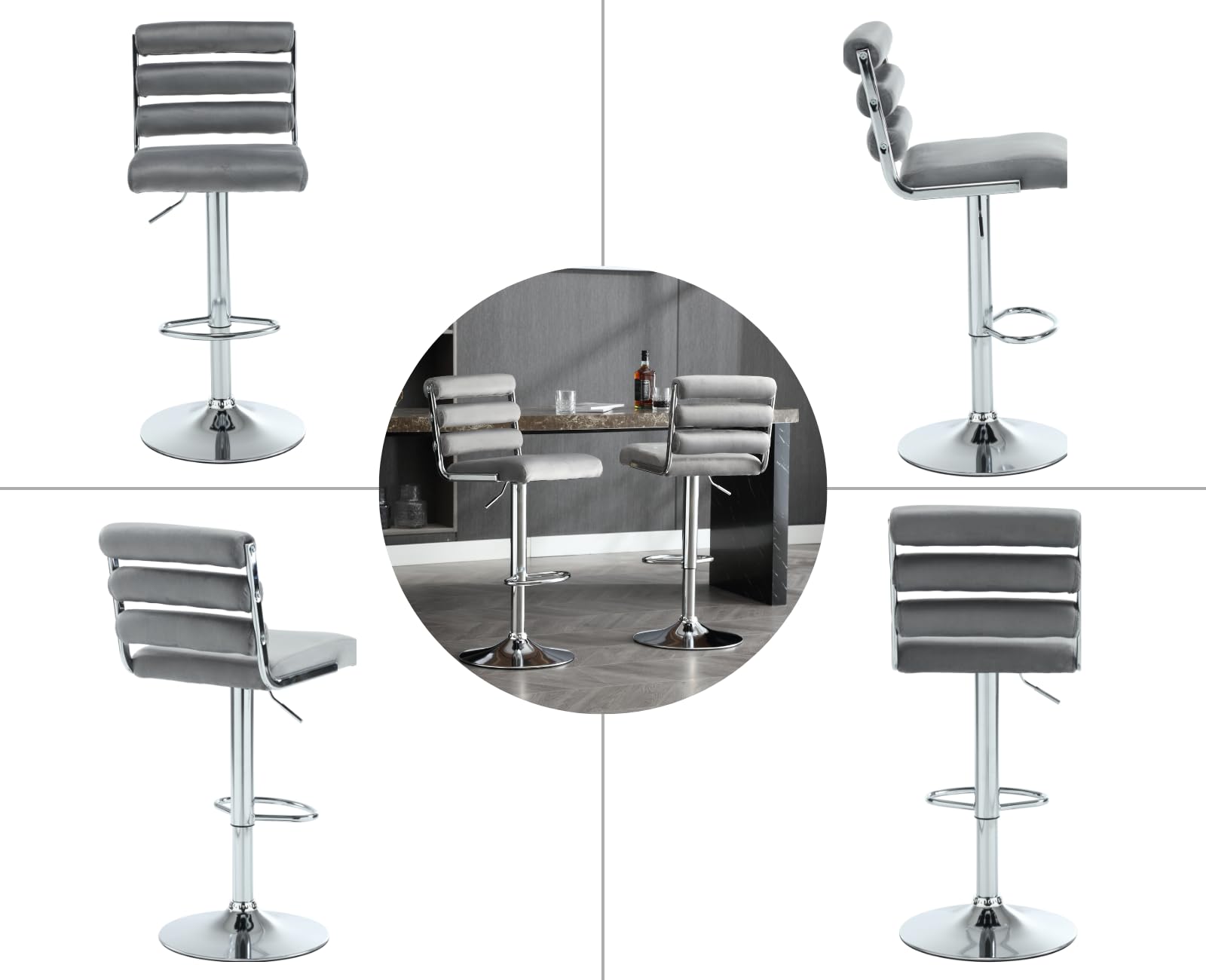 EALSON Modern Adjustable Swivel Counter Height Bar Stools Set of 2