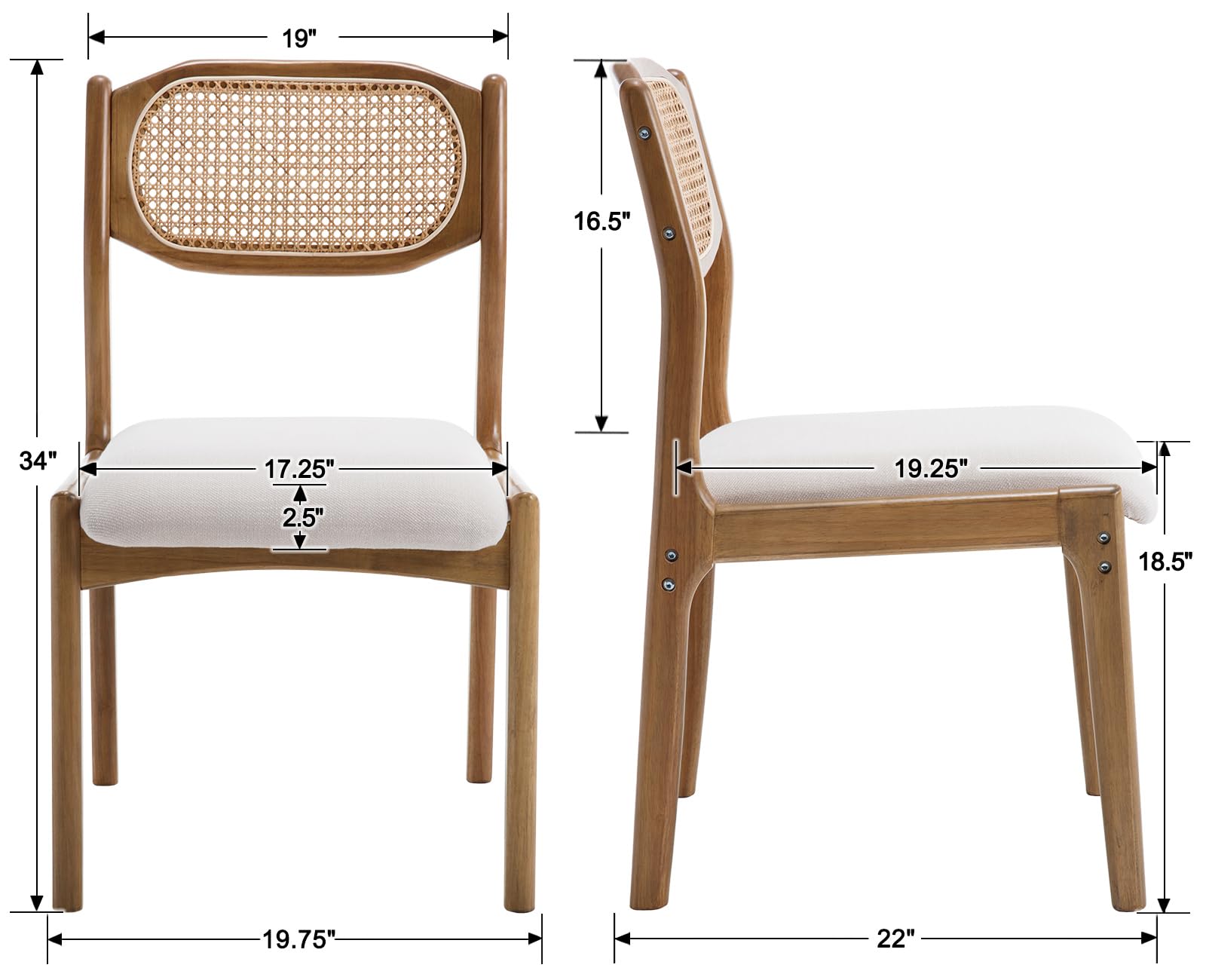 EALSON Hardwood Upholstered Dining Arm Chairs Set of 2 - 1527