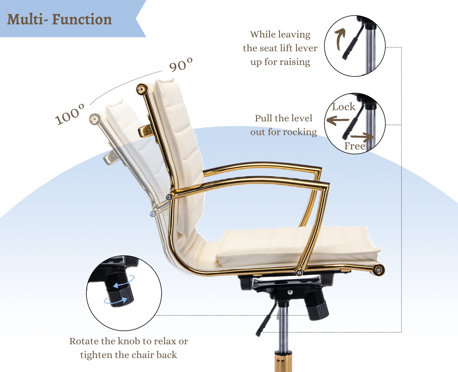 EALSON Modern Leather Desk Chair Ergonomic Office Chair with Wheels 1 Piece - X416