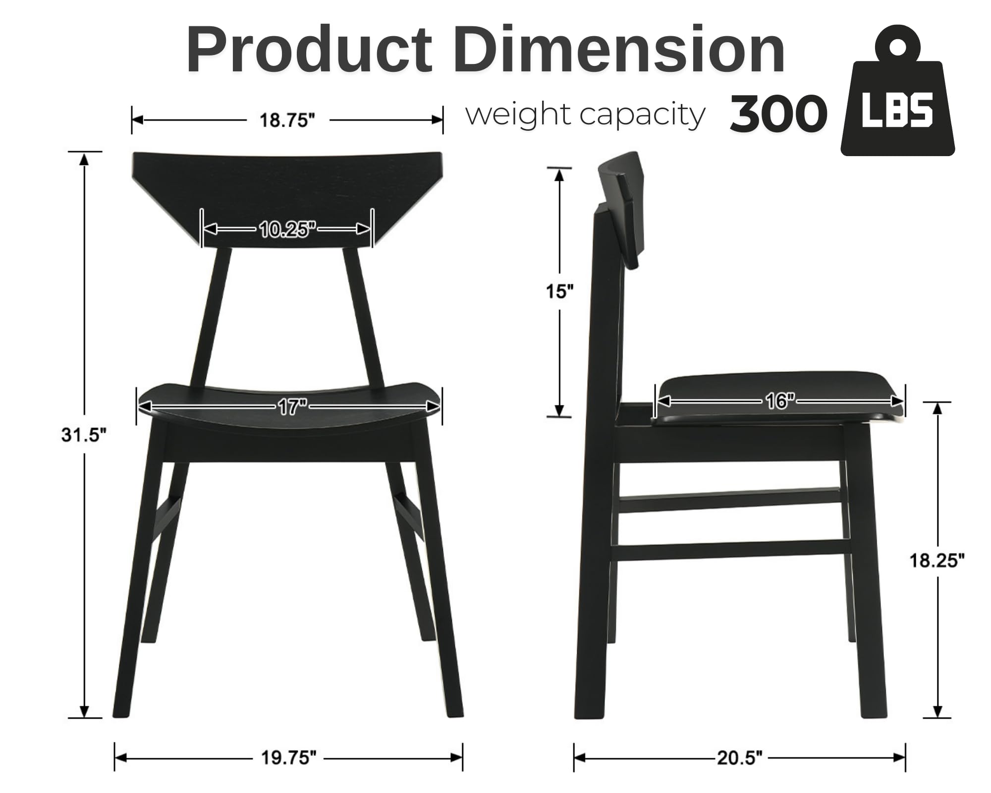 VESCASA Wooden High Backrest Dining Chairs - 2110