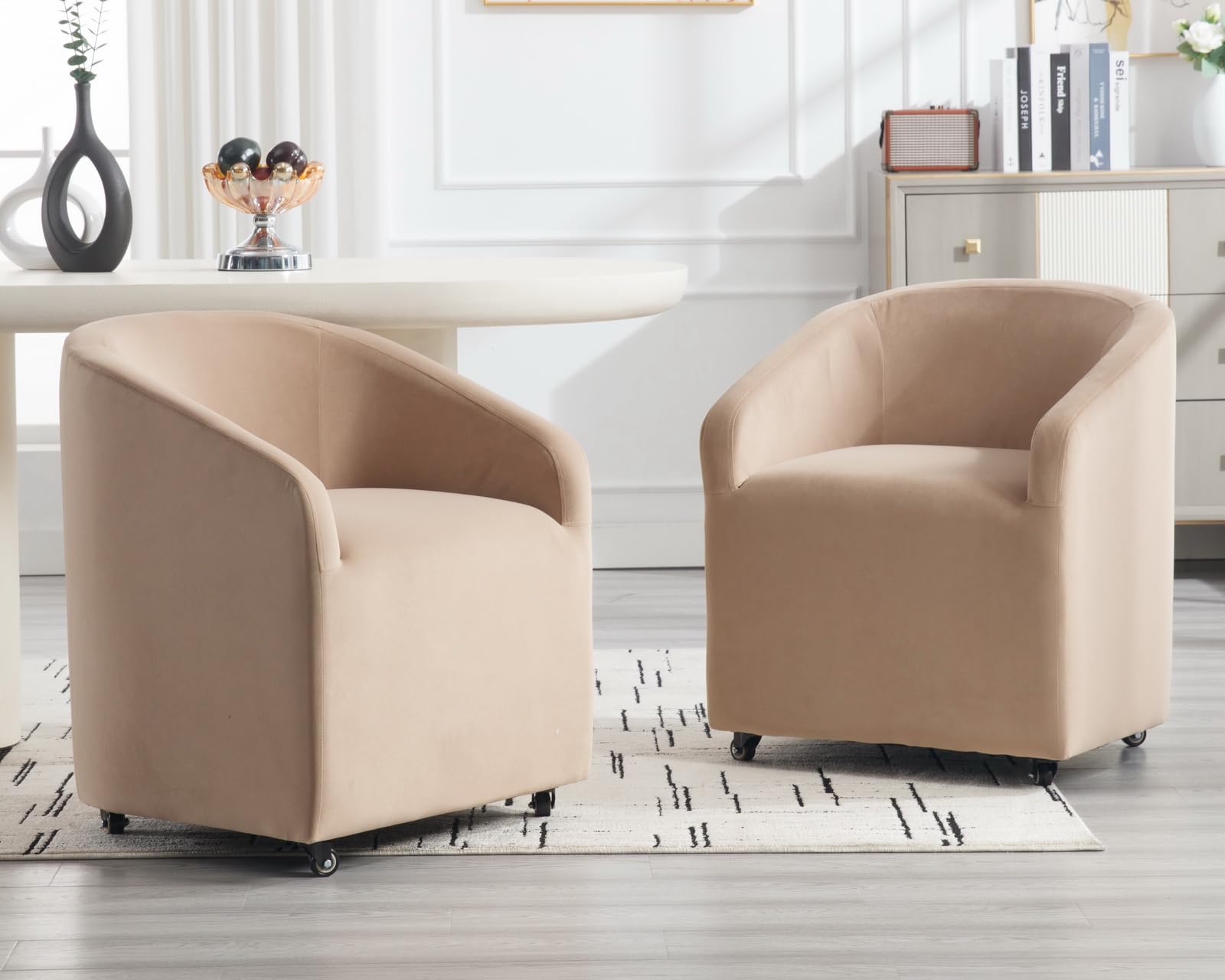 CIMOTA Modern Accent Barrel Dining Chairs with Swivel Casters 1 Piece - X297