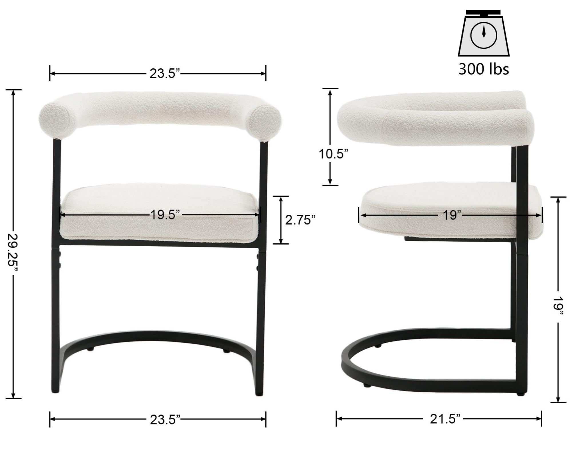 ZH4YOU Barrel Open Back Upholstered Dining Chairs Set of 2 - X405