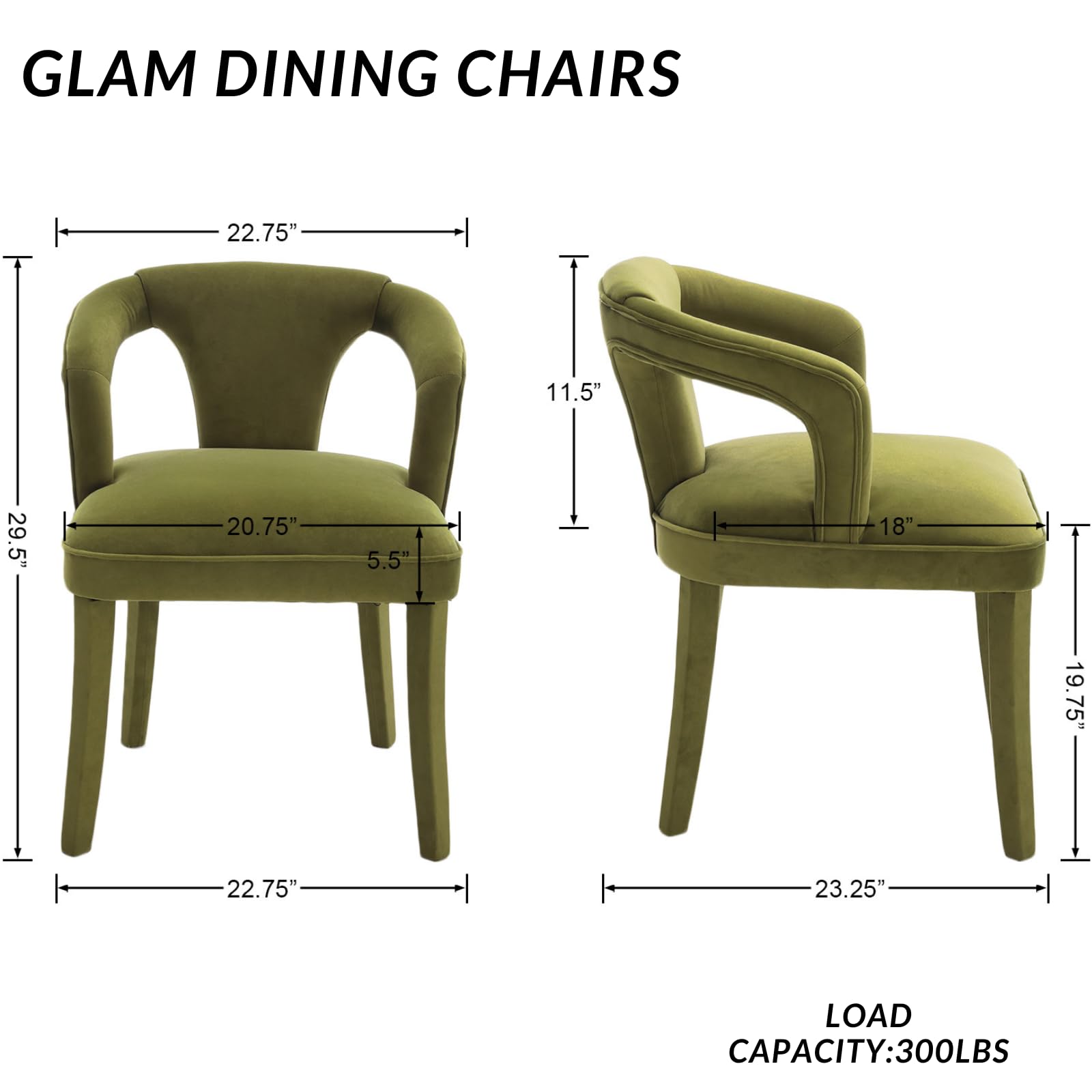 ROCITY Chenille Dining Room Chairs Set of 2 - 10030