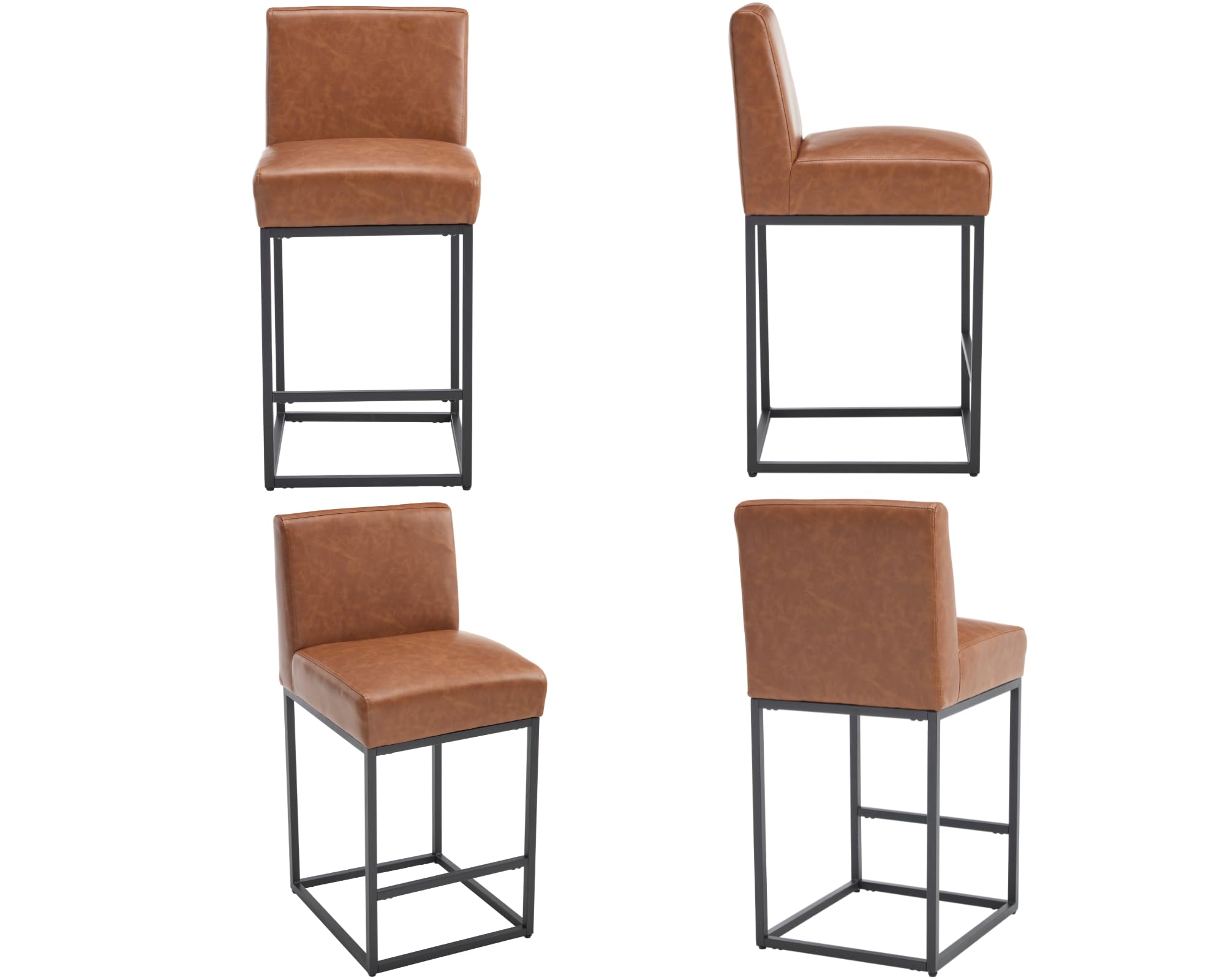 VESCASA 27"H-31"H Modern Metal Frame Counter Height Bar Stools Set of 2 - 5691