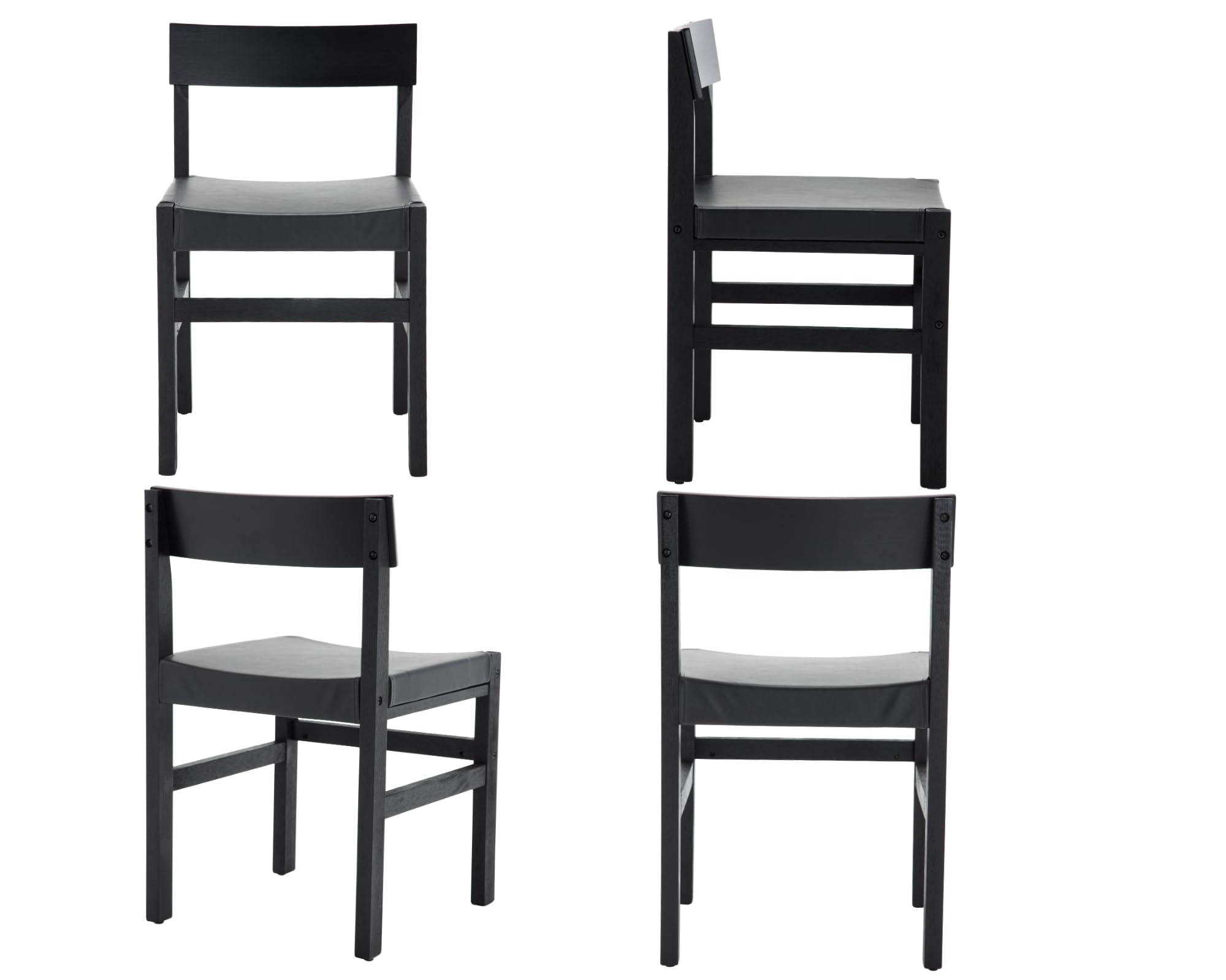 VESCASA Modern Faux Leather Upholstered Black Dining Room Chairs Set of 2 - 6110