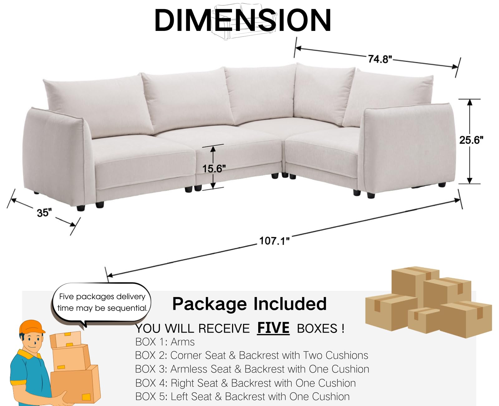 CIMOTA Oversized Cloud Modular Sectional Sofa