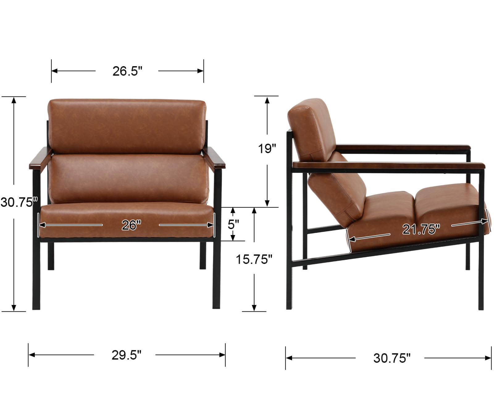 EALSON Modern Metal Frame Accent Chair Comfy Armchair 1 Piece - X380